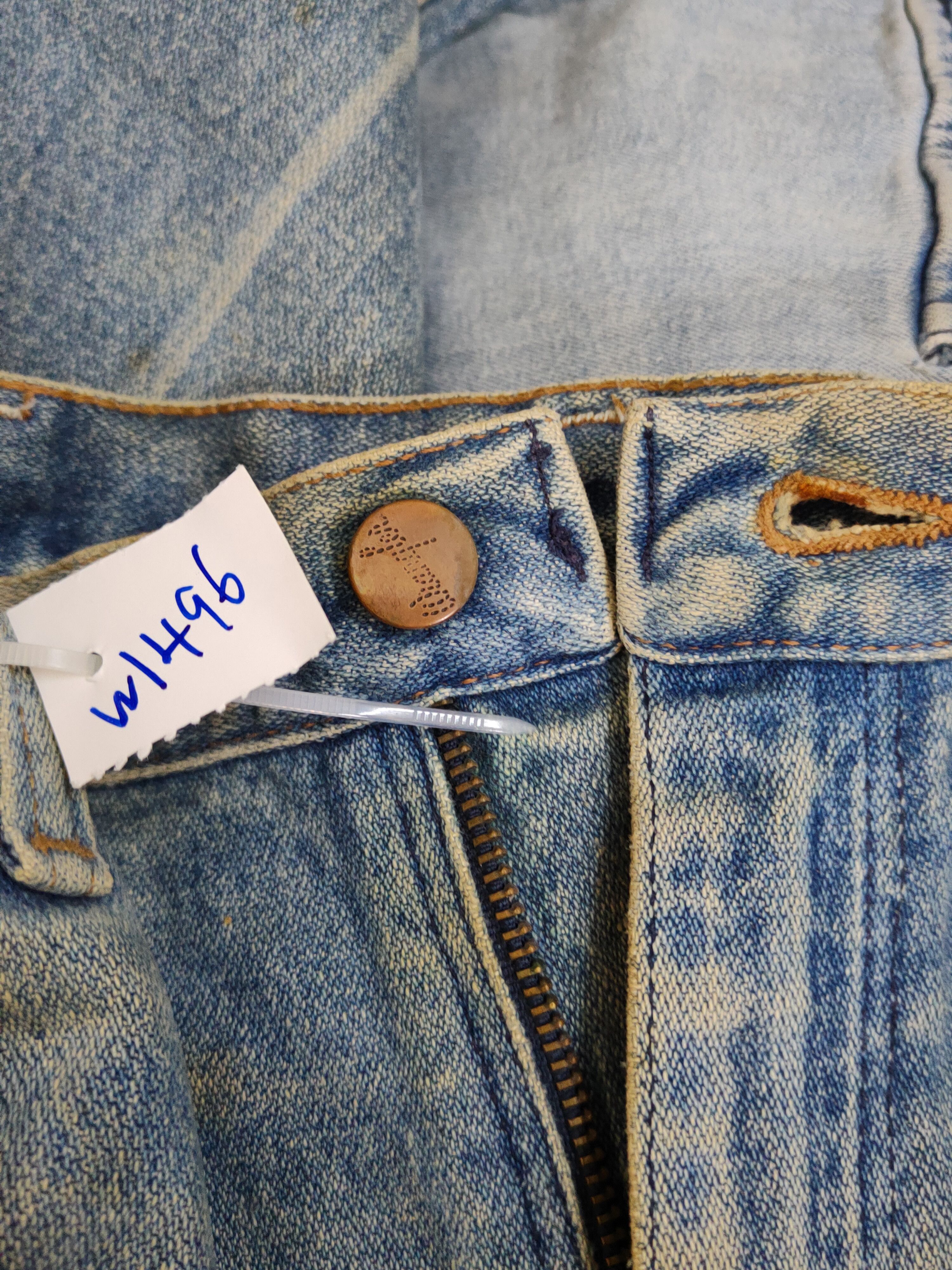 Japanese Brand Wrangler Blue Distressed Ripped denim Jeans #W1496 Size US 31 - 17 Thumbnail