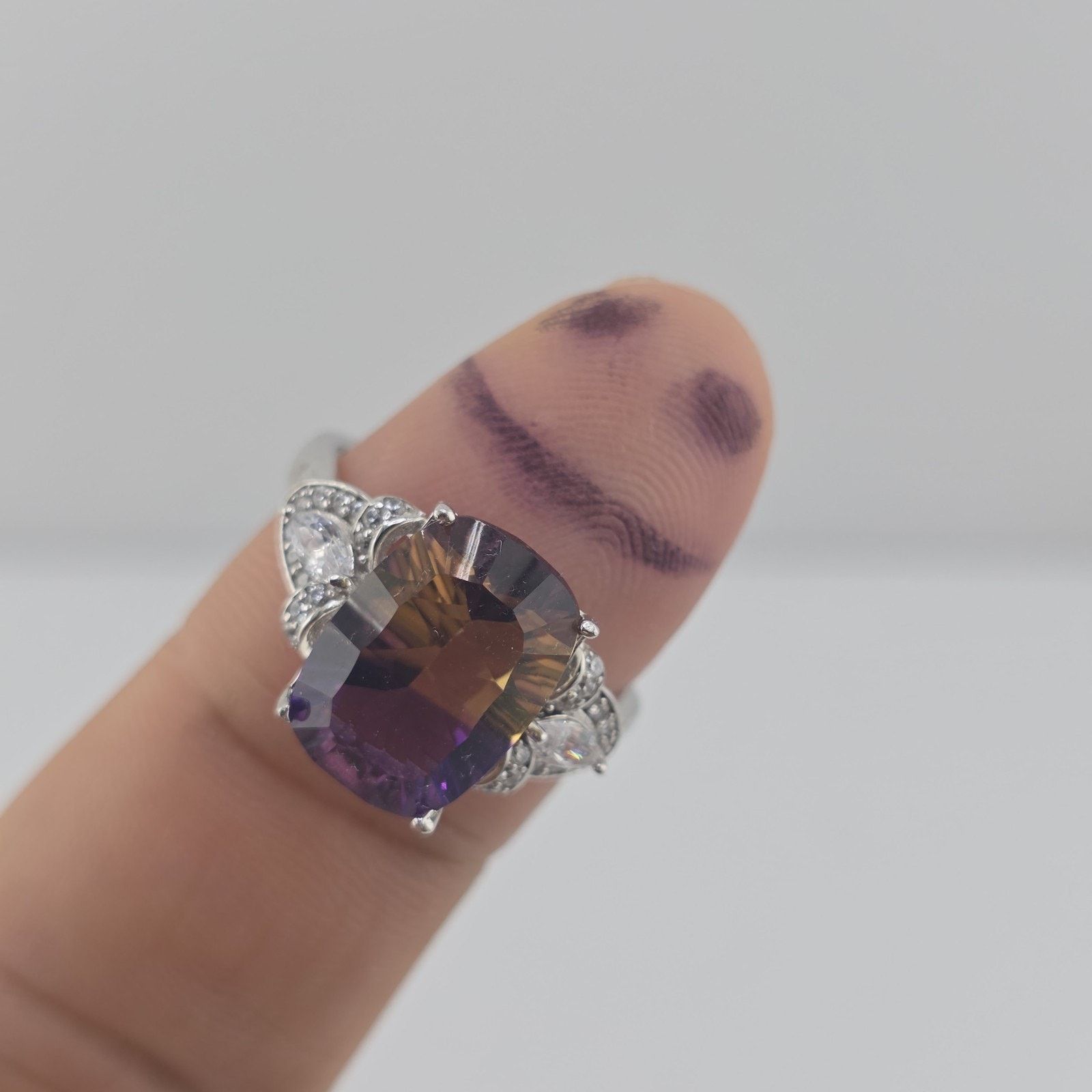 Other Sterling Silver Ametrine Ring 9.25 Cushion Purple Yellow Size ONE SIZE - 15 Thumbnail