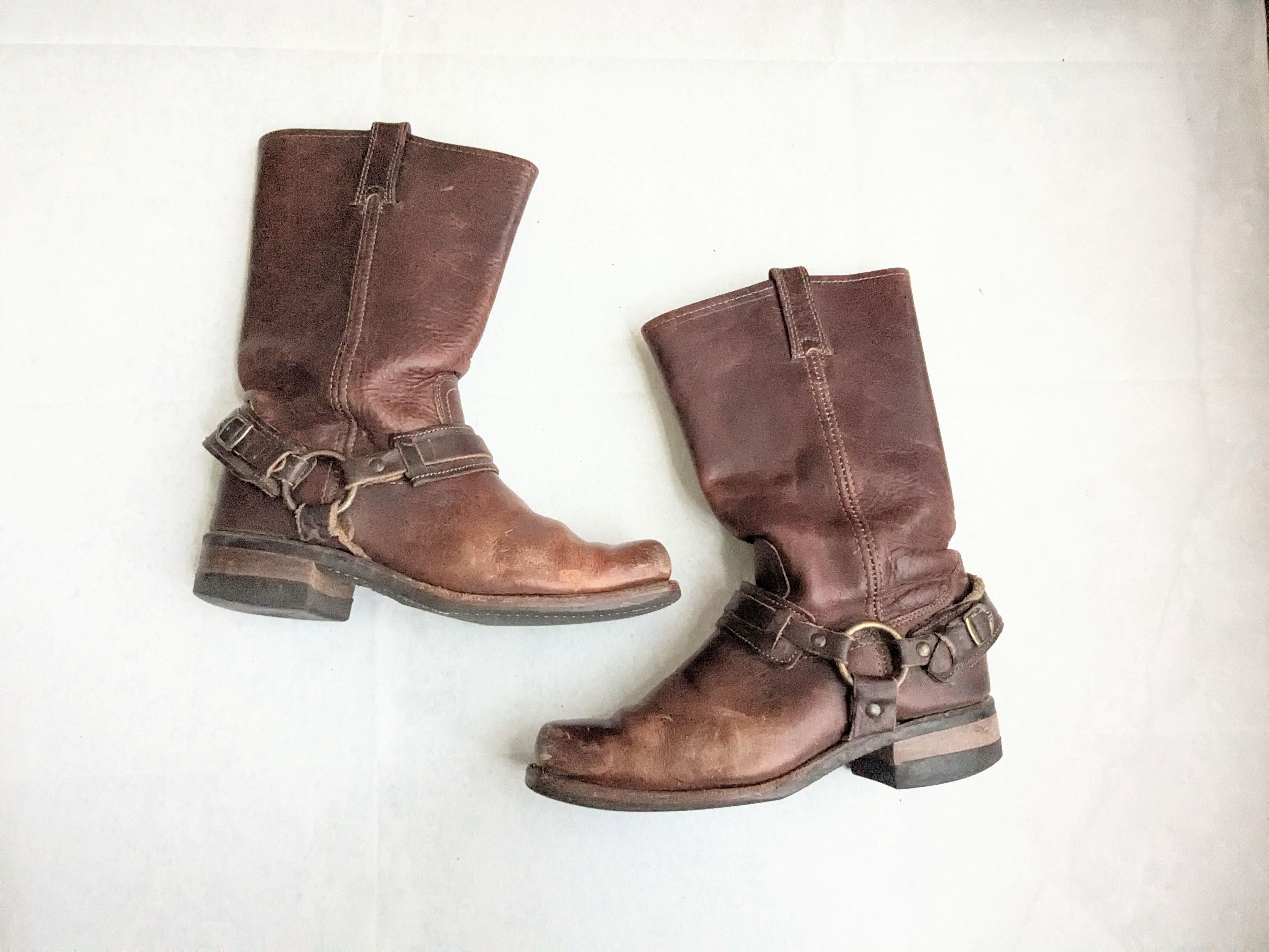 Frye Frye Harness Brown Leather 7.5 M Leather Buckle Punk Size US 7.5 / EU 40-41 - 1 Thumbnail