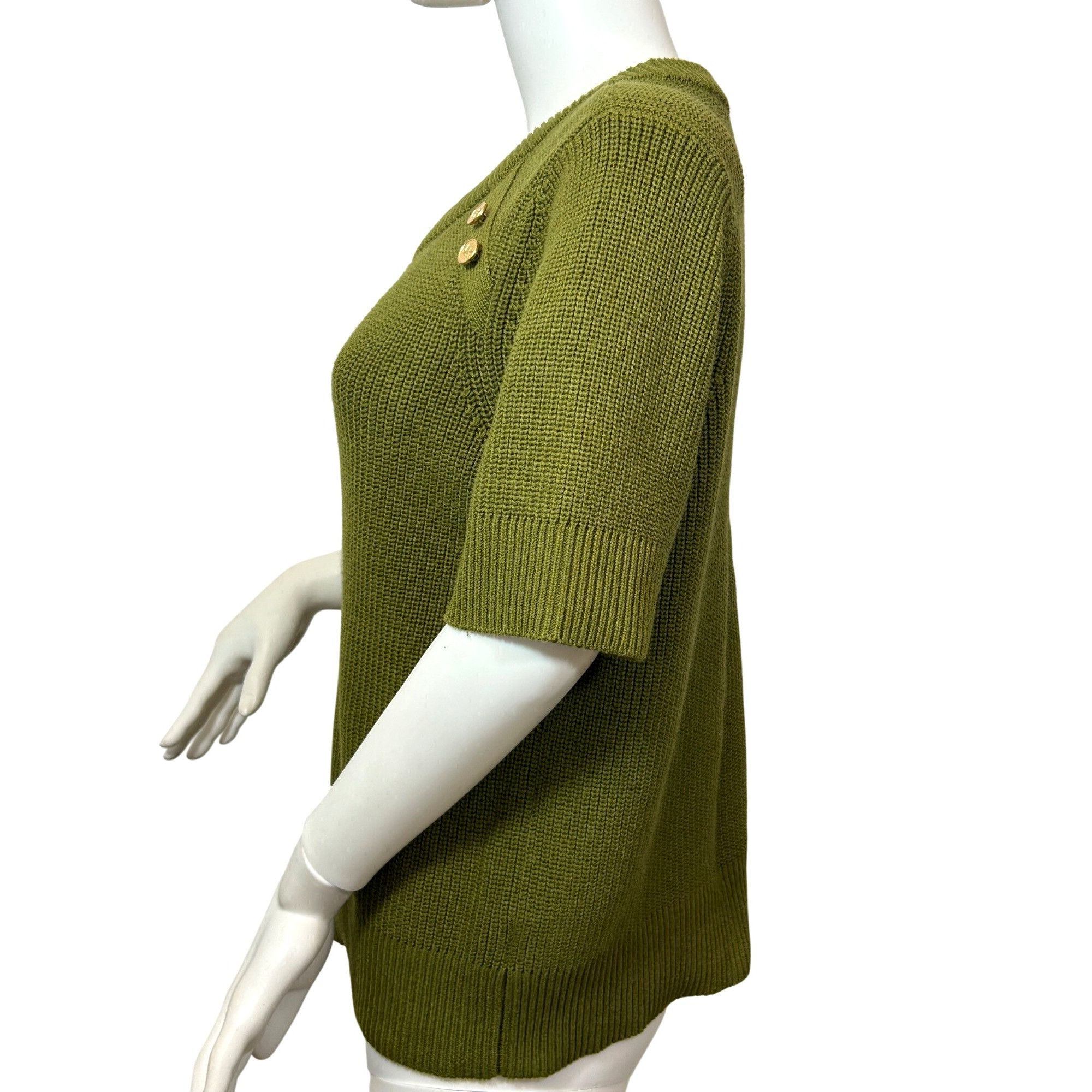Michael Kors Michael Kors Green Sweater L Short Sleeve Crewneck Ribbed Go Size L / US 10 / IT 46 - 2 Thumbnail