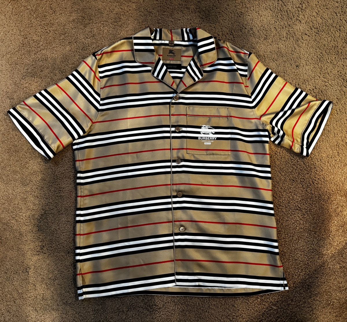 Burberry × Supreme Burberry X Supreme Silk Button Shirt, Size XL Size US XL / EU 56 / 4 - 1 Thumbnail
