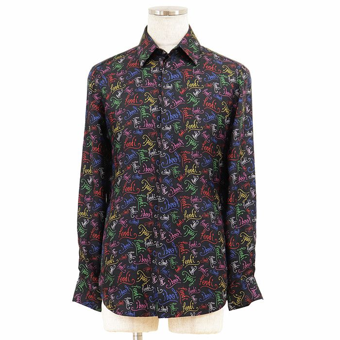 Fendi Fendi Fendi Script Silk Satin Shirt Textile Dress Shirt DUTY FREE for USA Size ONE SIZE - 1 Thumbnail