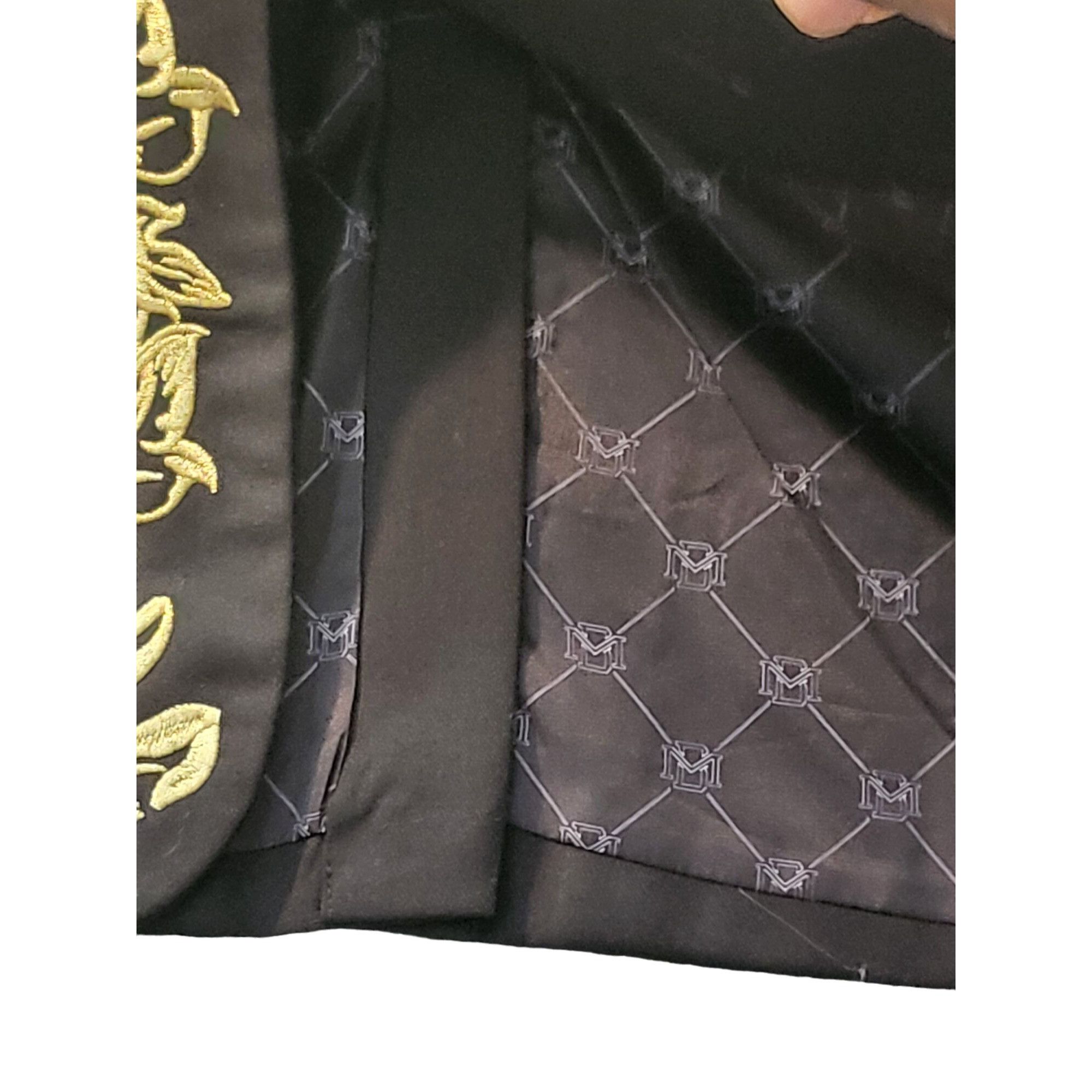 Boohoo Boohoo Man Blazer Men Sz 40 R Black Gold Embroidered 2 Butto Size 40R - 7 Thumbnail