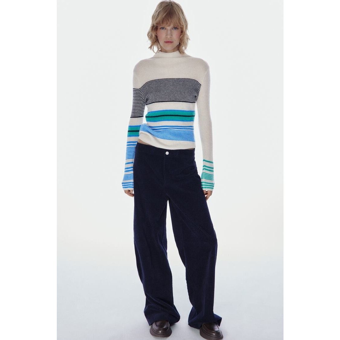 Zara Zara soft knit stripe funnel neck sweater size XL Size XL / US 12-14 / IT 48-50 - 11 Thumbnail