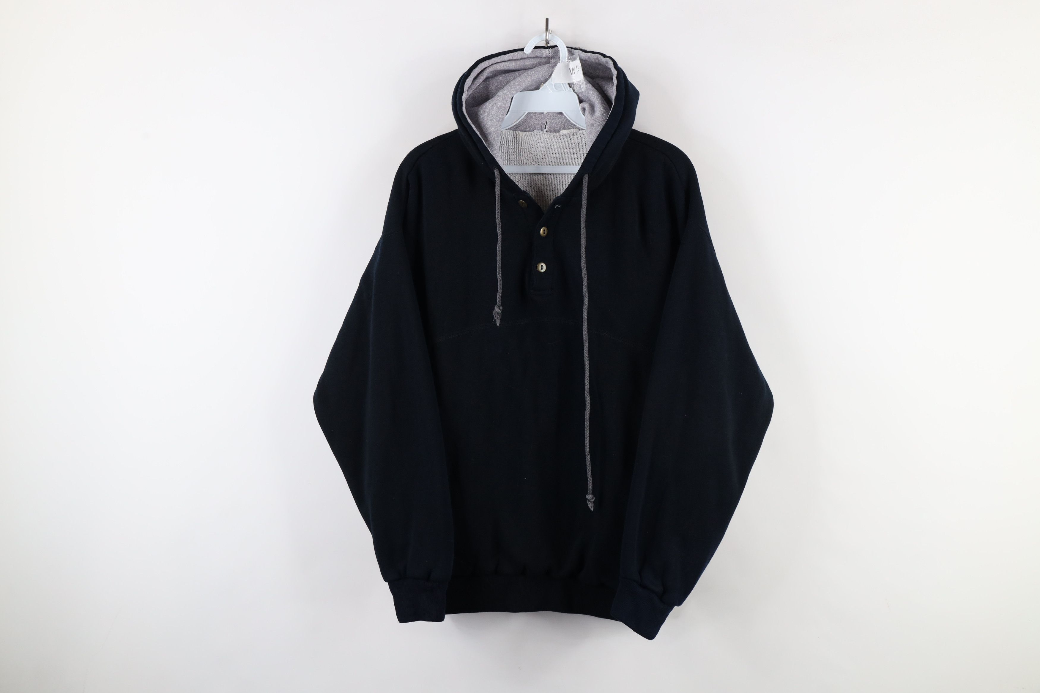 Vintage Vintage 90s Streetwear Wall Blank Henley Hoodie Sweatshirt Size US M / EU 48-50 / 2 - 1 Thumbnail