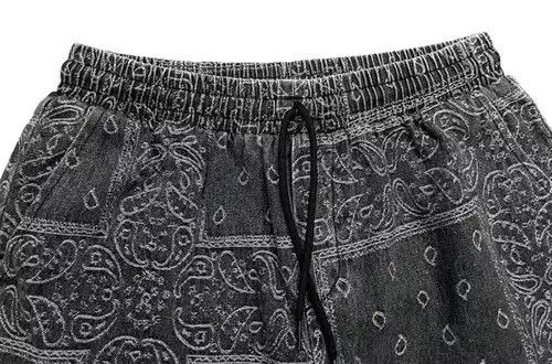 Japanese Brand × Jean 21SS Indigo Union Japan Black Bandana Paisley Denim Shorts Size US 32 / EU 48 - 3 Thumbnail