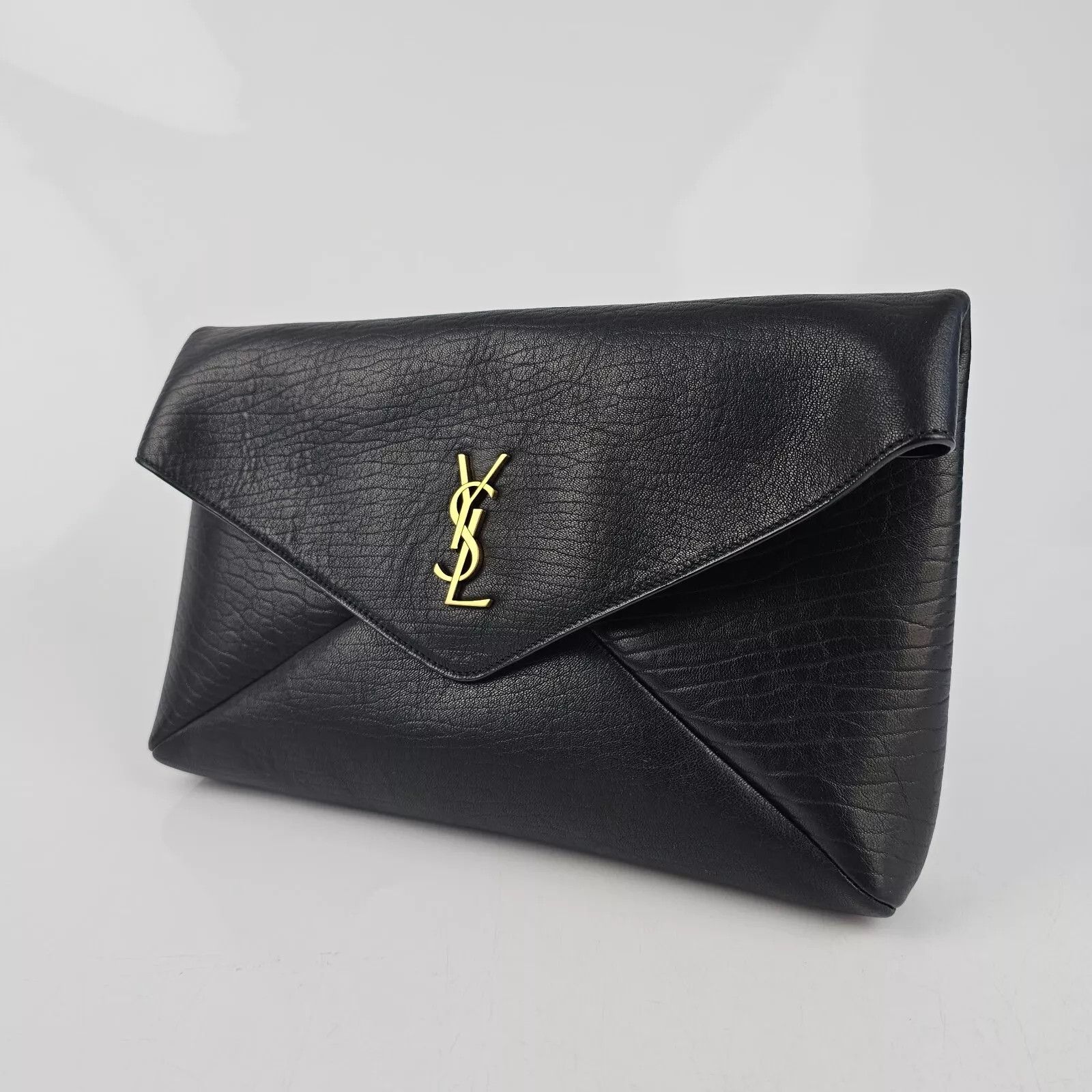 Saint Laurent Paris SAINT LAURENT Cassandre Large Black Leather Envelope Size ONE SIZE - 3 Thumbnail