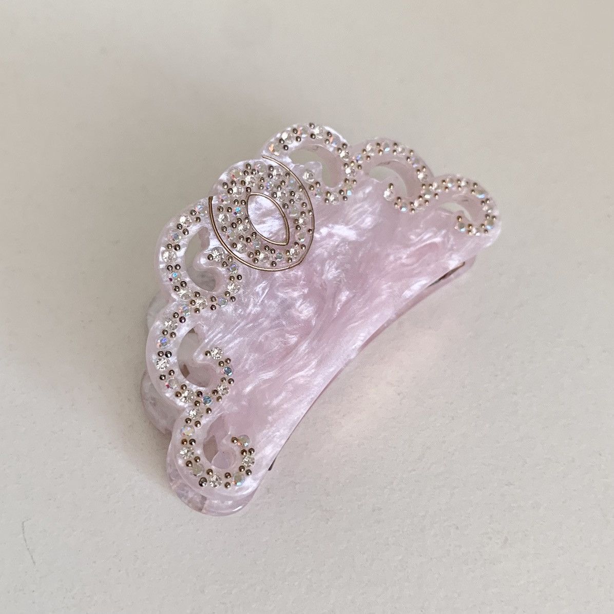 Vintage Vintage large pink crystal hair claw clip Size ONE SIZE - 13 Thumbnail