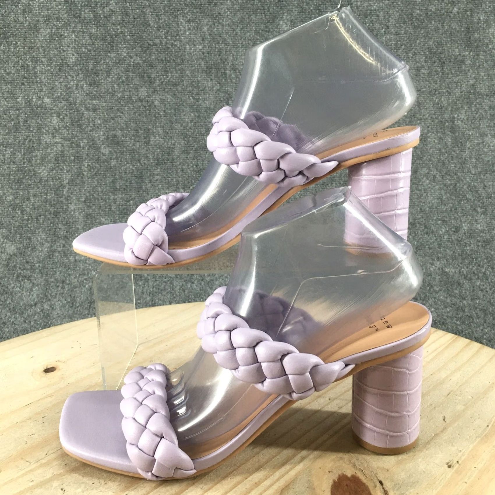 Vintage A New Day Sandals Womens Basil Slide Mules Purple Faux Leather Casual Heeled Size US 10 / IT 40 - 2 Thumbnail