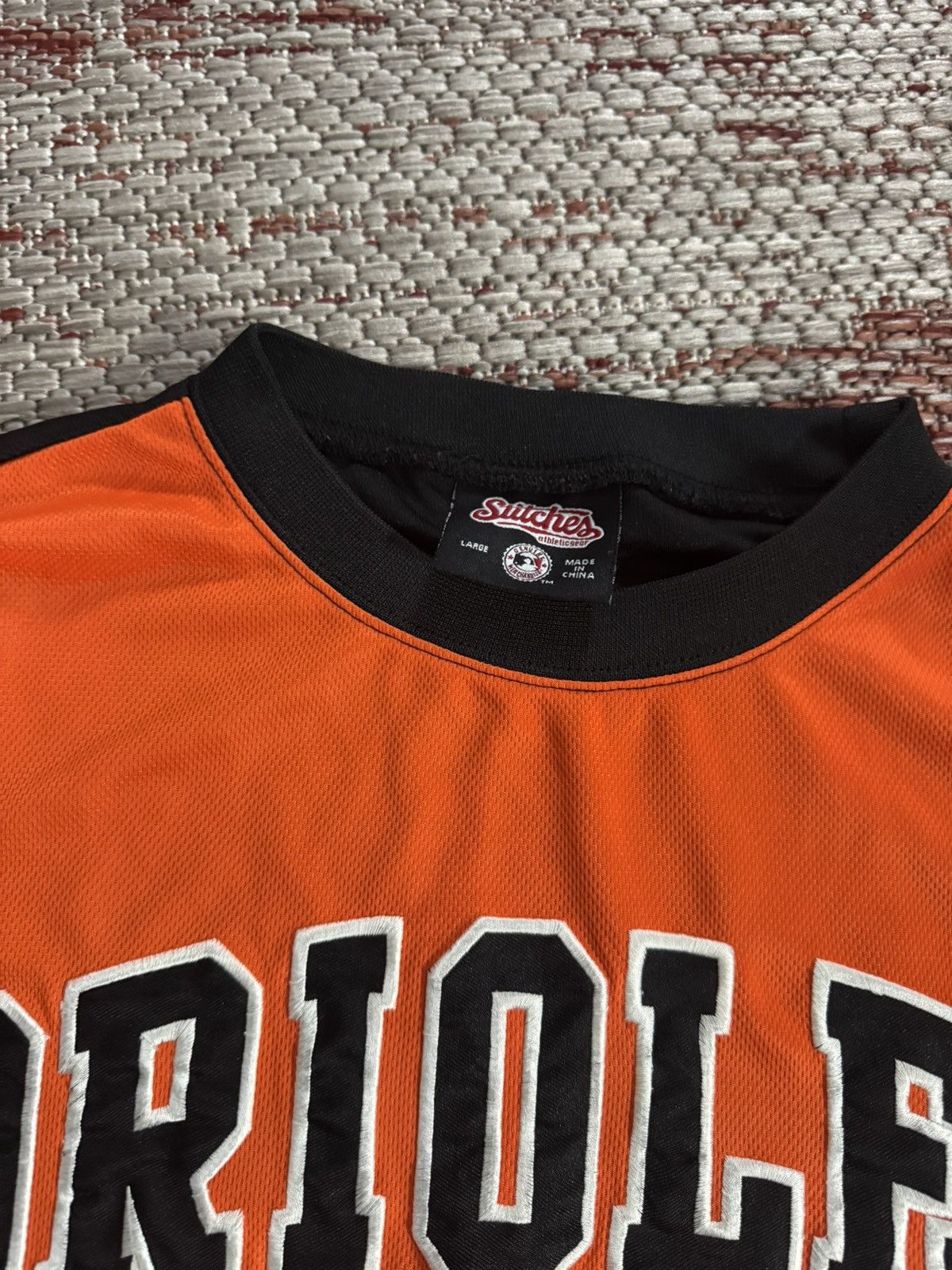 Baltimore Orioles pullover mesh jersey sz Large orange black