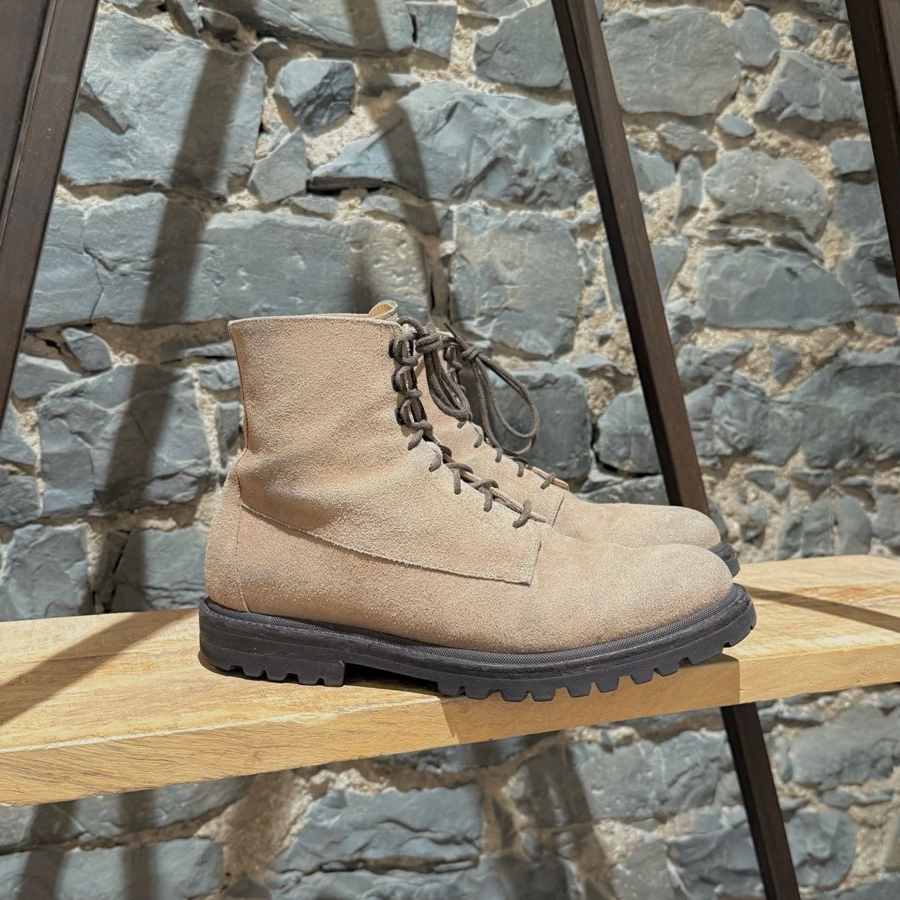 Brunello Cucinelli Brunello Cucinelli Beige Suede Lace-up Hiking Boots Size US 11 / EU 44 - 1 Thumbnail
