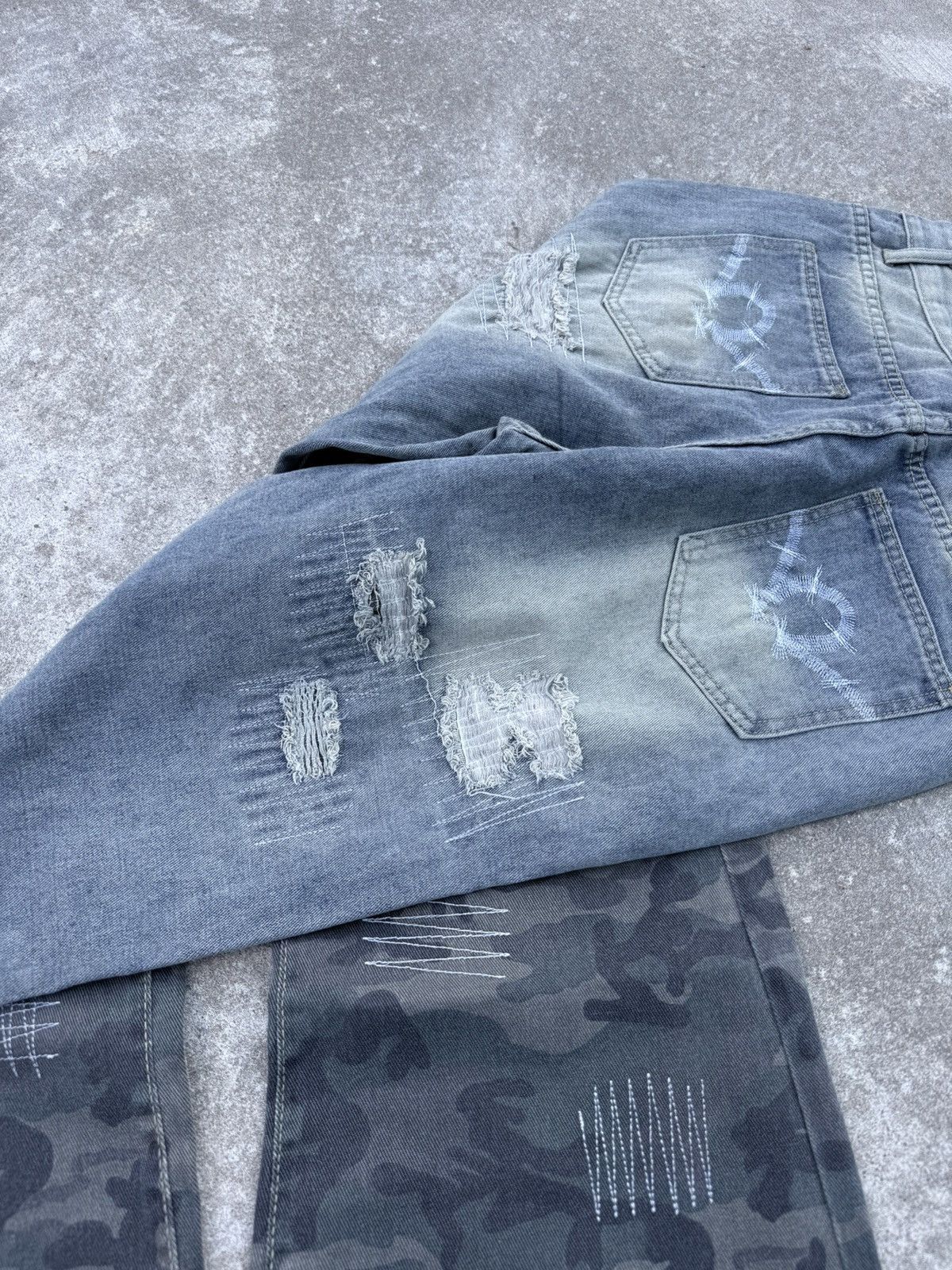Vintage Vintage Y2K avantgarde affliction streetwear wide jeans Size US 32 / EU 48 - 10 Thumbnail