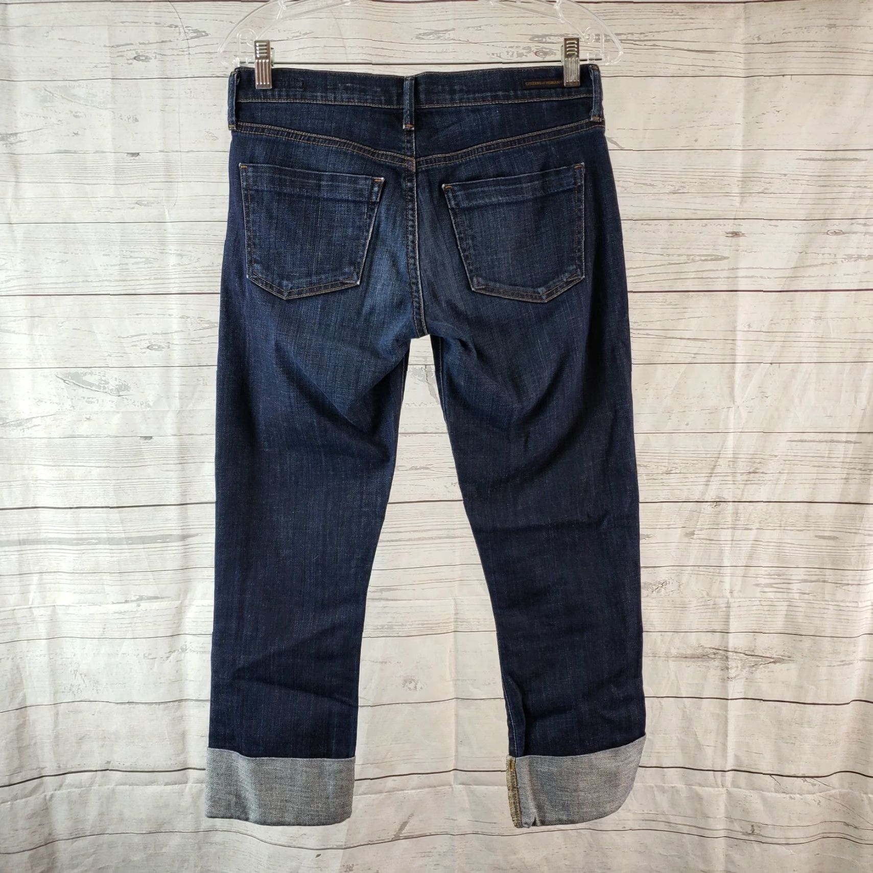 Citizens Of Humanity Citizens of Humanity Womens Dani Cropped Jeans Sz 27 Blue Dark Wash Cropped Straight Leg Denim Cotton Blend Zip Button Rise 8.5 Inseam 23 In Womens Size 27" / US 4 / IT 40 - 3 Thumbnail