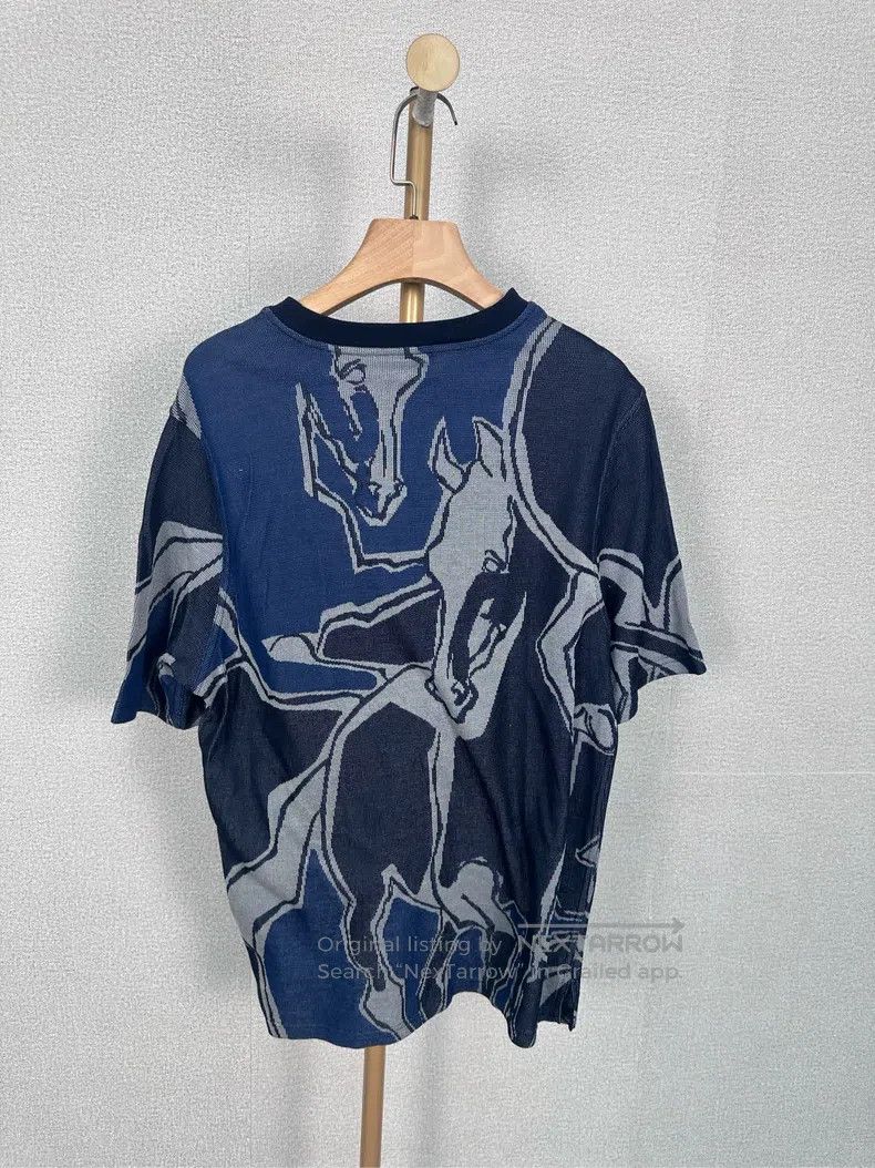 Hermes Hermes Navy blue graffiti knitted short-sleeve Size US L / EU 52-54 / 3 - 2 Thumbnail