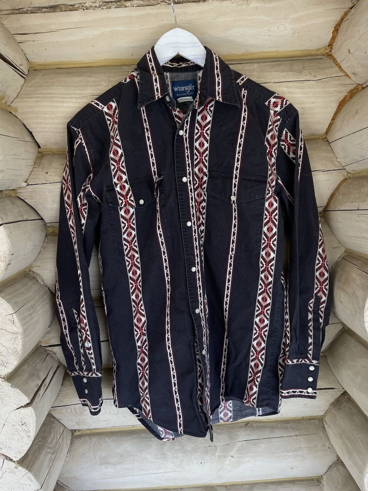 Cowboy Equipment × Vintage × Wrangler Wrangler Western Shirt Vintage azteck striped cowboy shirt Size US S / EU 44-46 / 1 - 14 Thumbnail