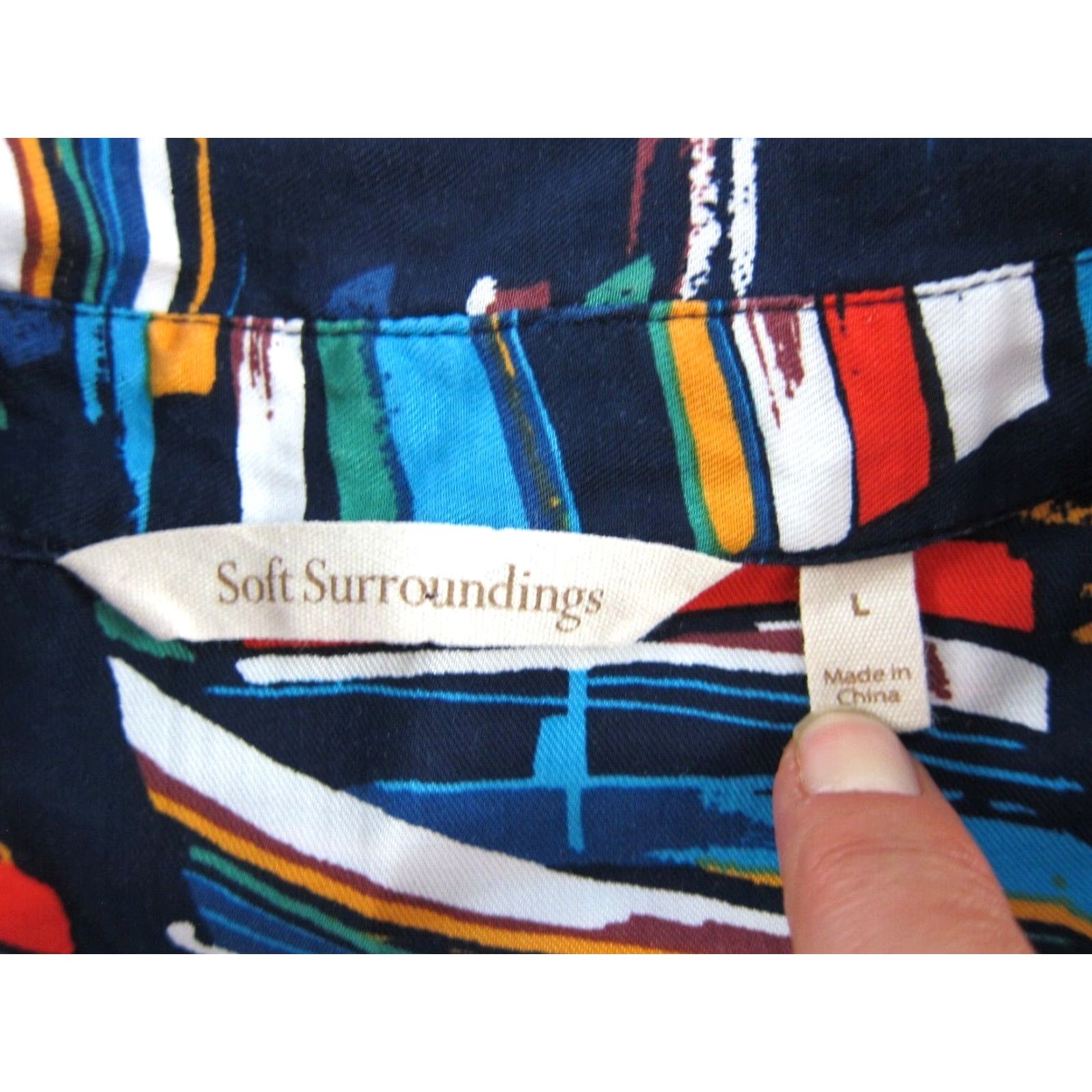Soft Surroundings Soft Surroundings Blouse Long Sleeve Button Down Blue Womens L Sailboat Rayon Floral Pattern Fall Spring Summer Winter Size L / US 10 / IT 46 - 3 Thumbnail