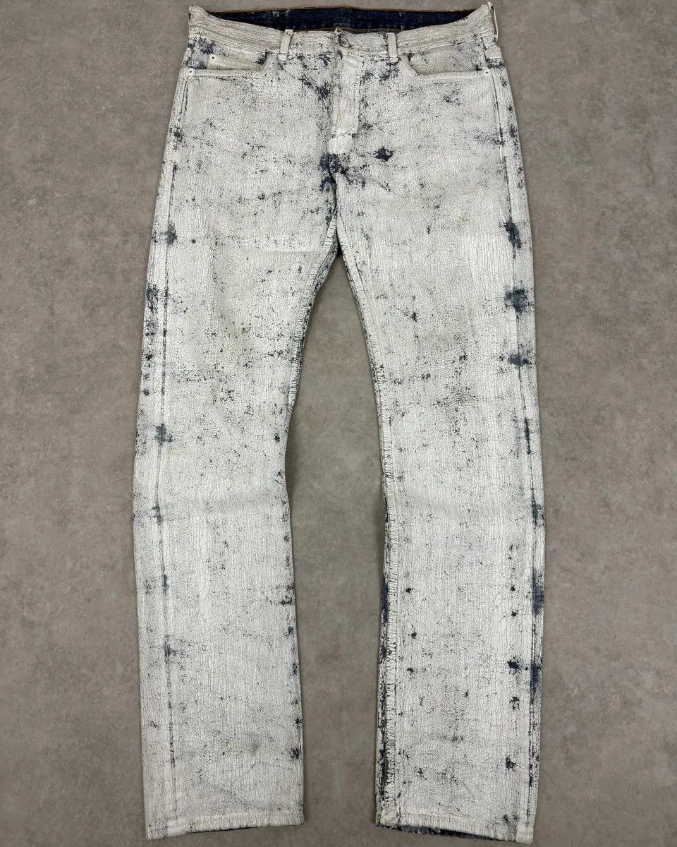 Maison Margiela 2012 Maison Margiela H&M Blue White Painted Denim Jeans Size US 32 / EU 48 - 1 Thumbnail