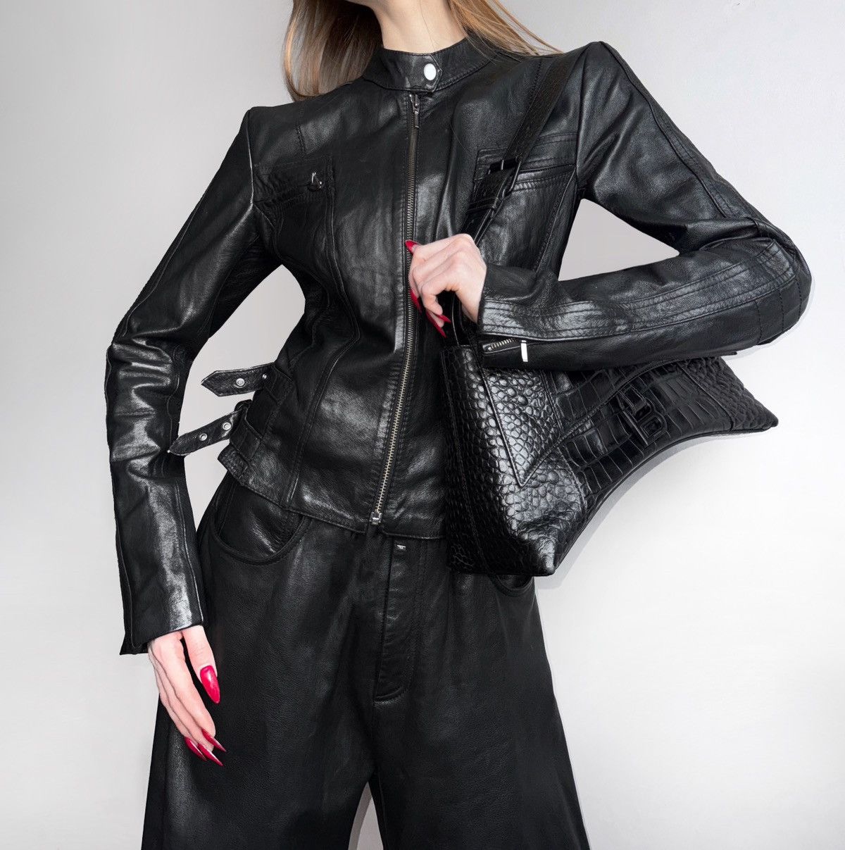 image of Vintage Amazing Leather Avant-Garde Distressed Jacket in Black, Women's (Size Small)