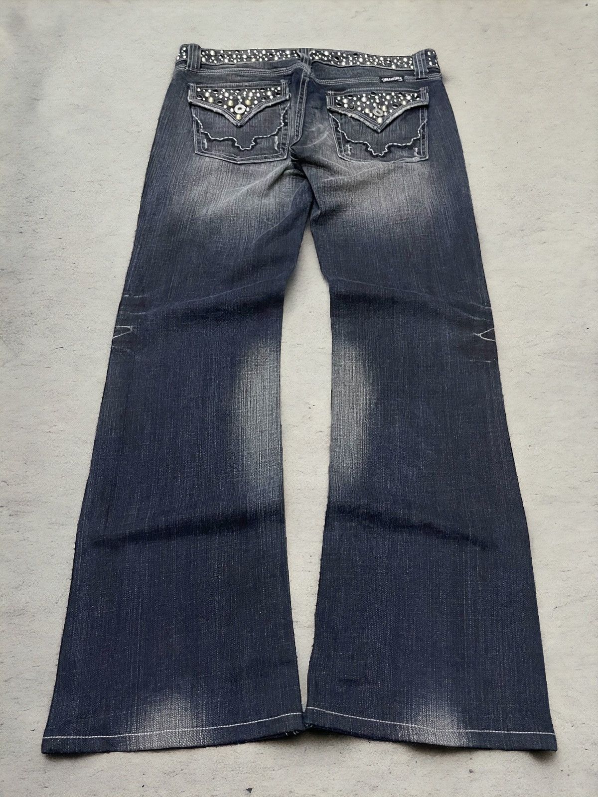 Tornado Mart Vintage Tornado Mart Style Rhinestone Studded Flare Jeans Size US 31 - 1 Thumbnail