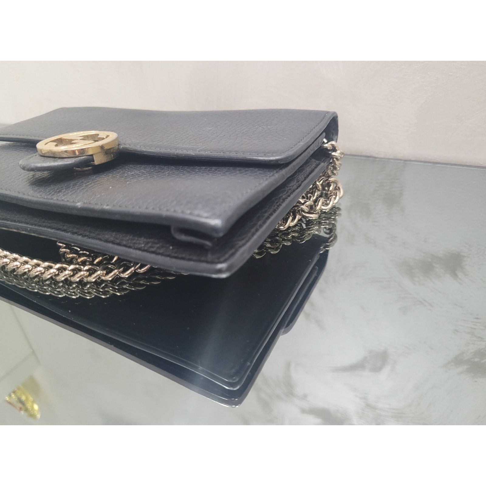 Gucci Gucci Interlocking G Black Leather Wallet on Chain Size ONE SIZE - 5 Thumbnail