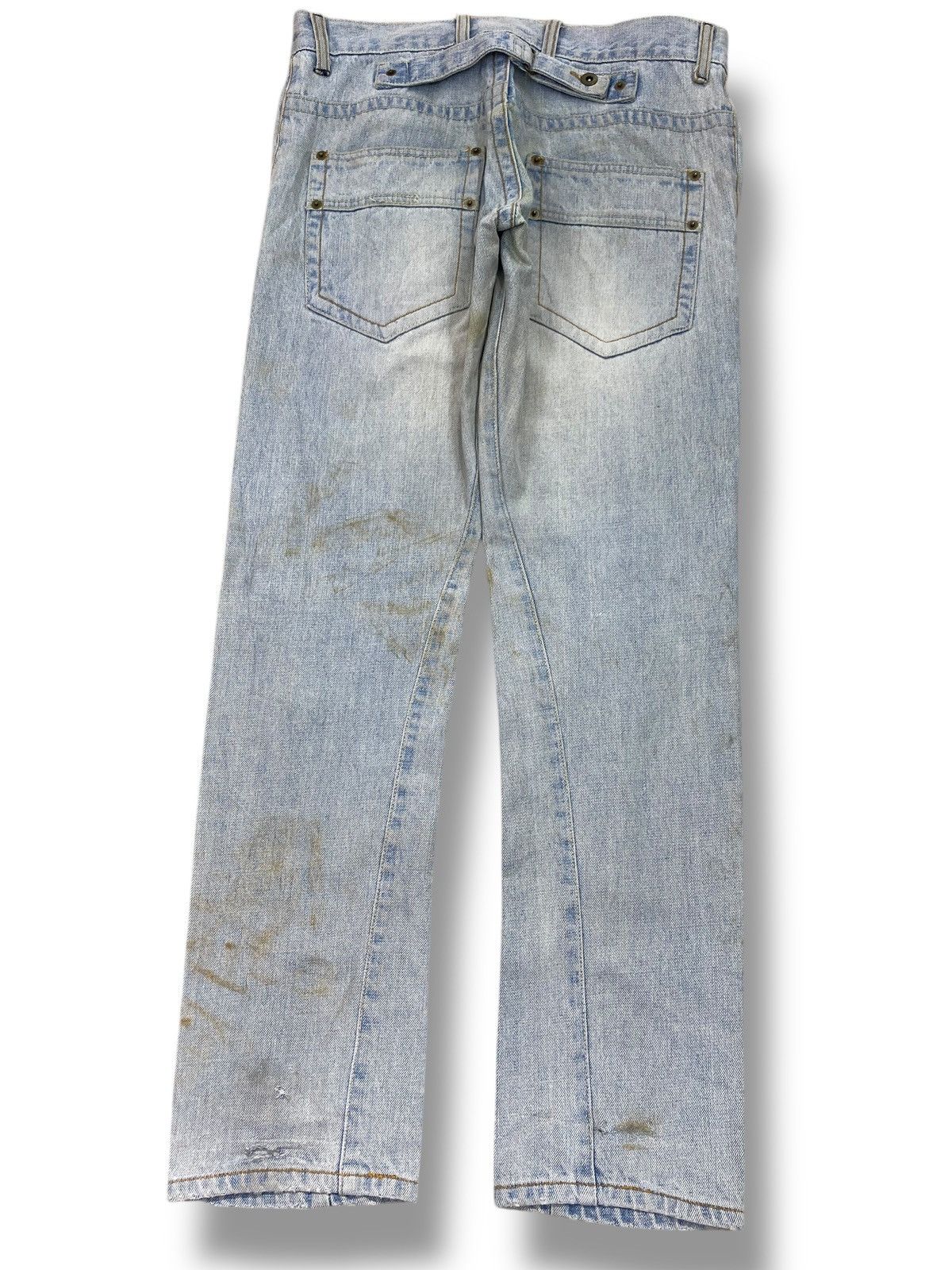 Japanese Brand Japanese Brand Faded Light Wash Style Buckle Back Jeans Size US 31 - 3 Thumbnail