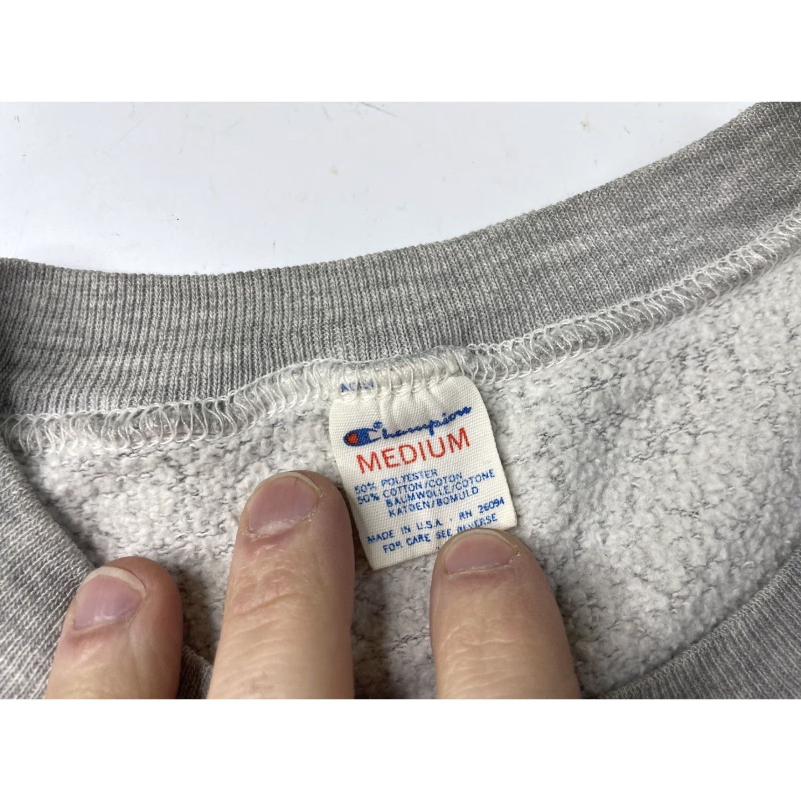 Champion VINTAGE Champion Sweatshirt USA Sweatshirt M Men Gray 50/50 Heather Logo Pullover USA 90s? Size US M / EU 48-50 / 2 - 2 Thumbnail