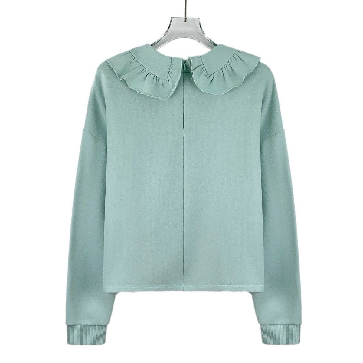 MAX&Co. Max&Co Mint Green Lapel Lace Trim Long Sleeve K26WX Size S / US 4 / IT 40 - 2 Thumbnail