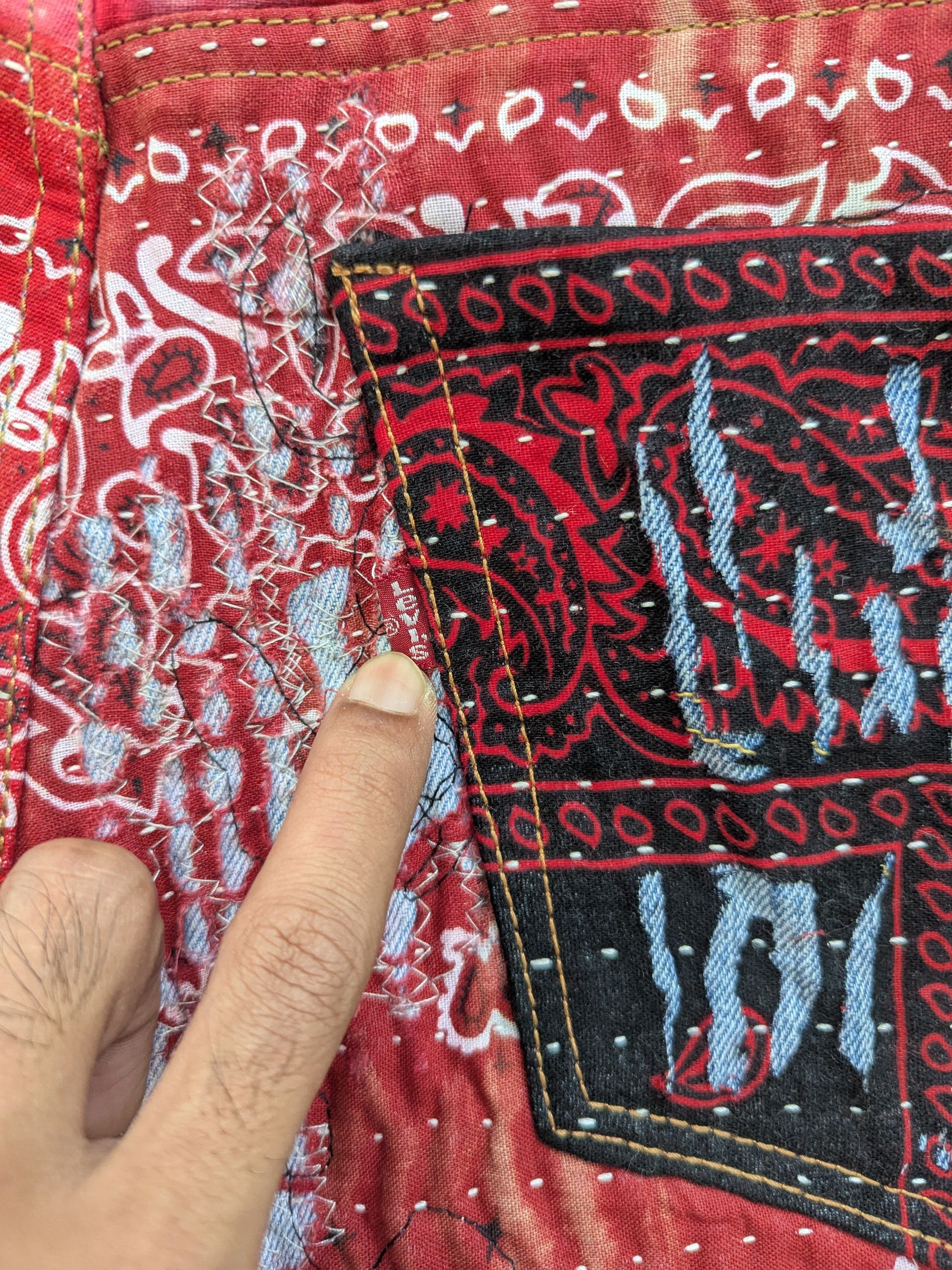 Japanese Brand × Levi's × Vintage Vintage Levis 501 Bandana Boro Inspired Proleta Re Art Size US 30 / EU 46 - 17 Thumbnail