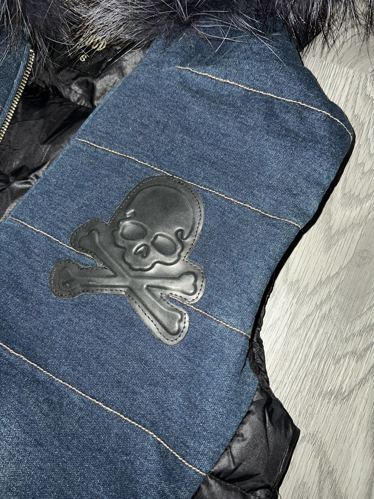 Le Grande Bleu (L.G.B.) Skull Fur puffer jacket 🎸☠️ Size US M / EU 48-50 / 2 - 6 Thumbnail