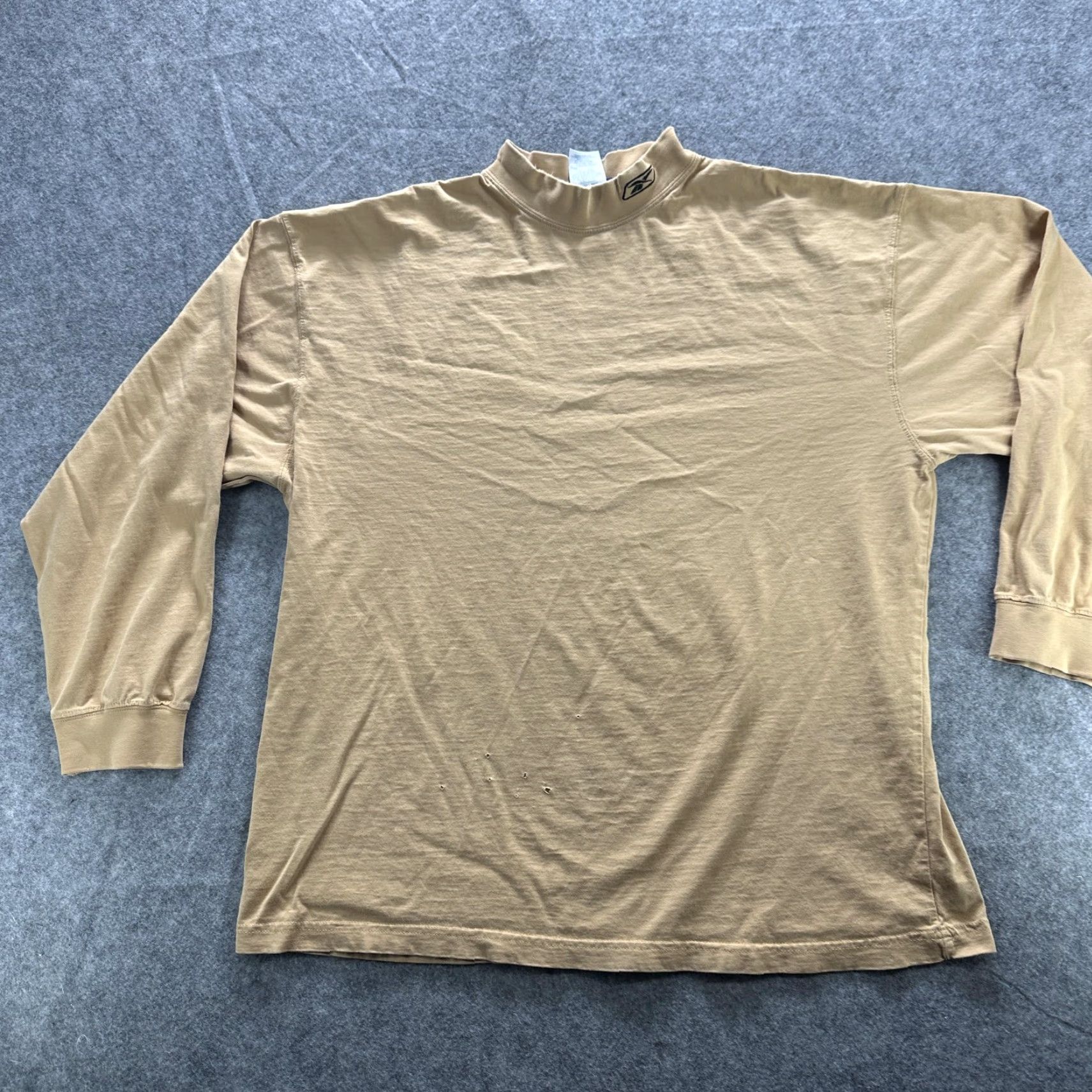 Reebok VINTAGE Reebok Shirt Mens Large Tan Mock Neck Long Sleeve Cotton Logo Casual Size US L / EU 52-54 / 3 - 2 Thumbnail