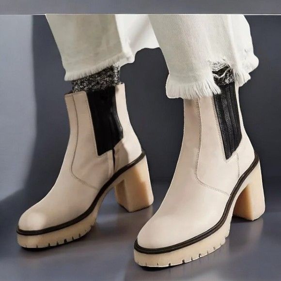 Free People Free People Women White James Chelsea Boot Chunky Heel NEW Size US 8 / IT 38 - 2 Thumbnail