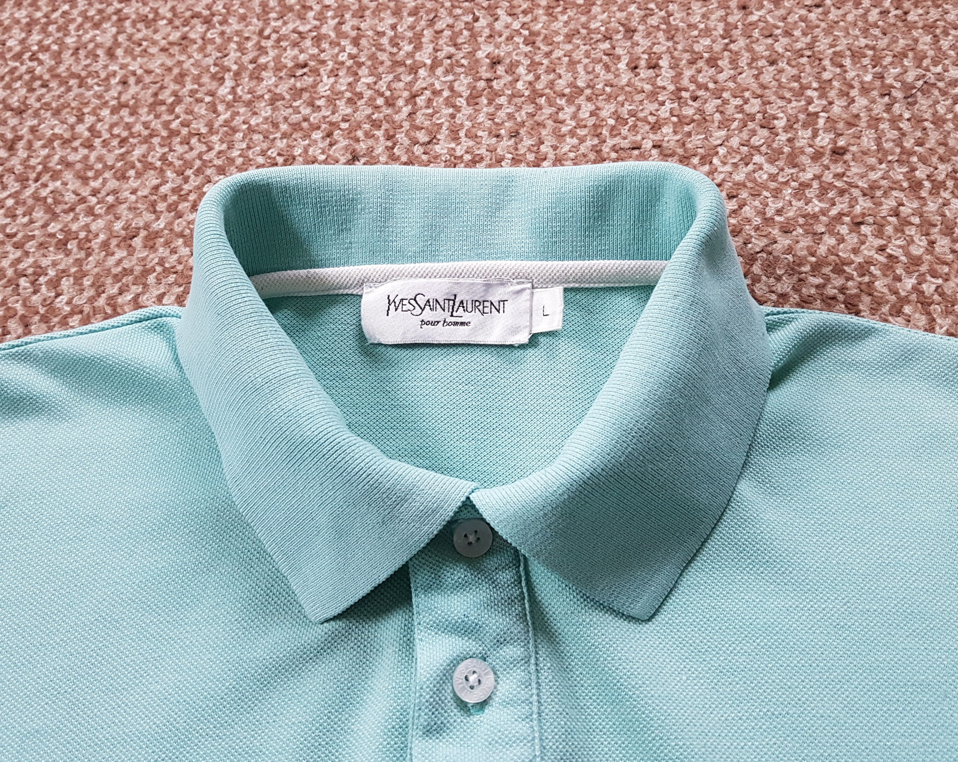 Yves Saint Laurent YSL Vintage Yves Saint Laurent Polo Shirt Turquoise Blue L Size US L / EU 52-54 / 3 - 6 Thumbnail