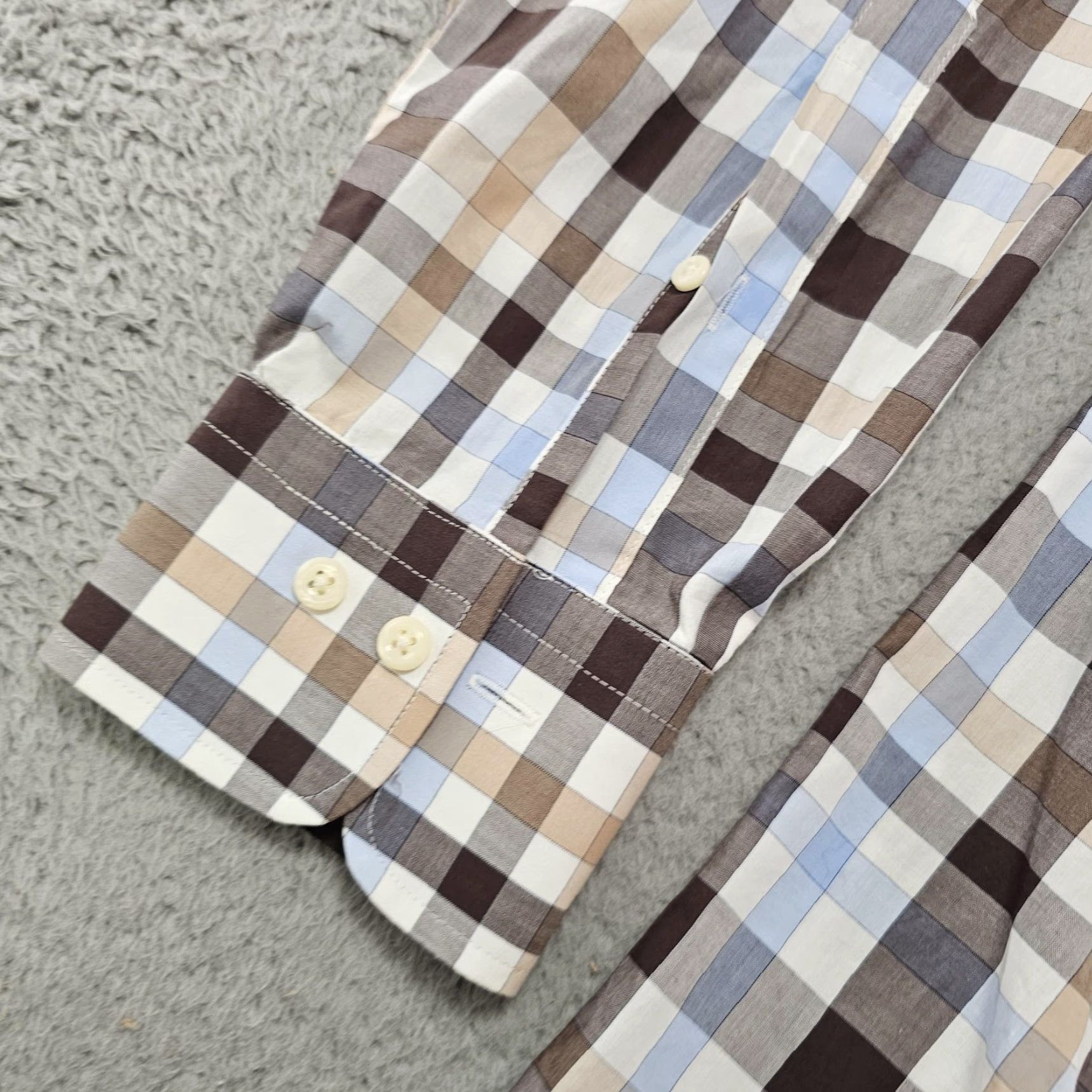 Peter Millar Peter Millar Shirt Mens Large Brown Blue Plaid Button-Down Long Sleeve Classic Size US L / EU 52-54 / 3 - 4 Thumbnail