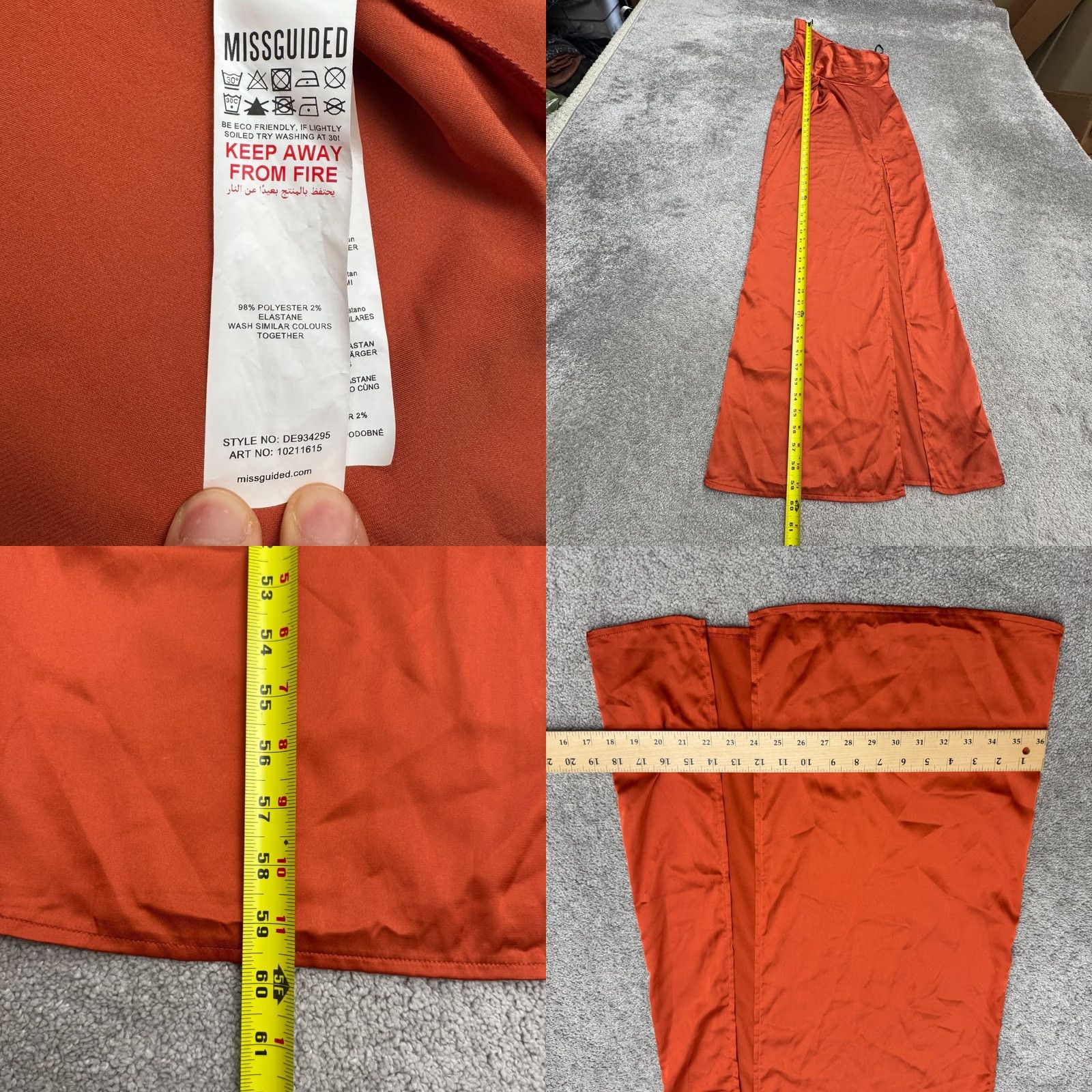 Missguided Missguided Satin One Shoulder Twist Front Maxi Dress Womens 8 Orange Size M / US 6-8 / IT 42-44 - 8 Thumbnail