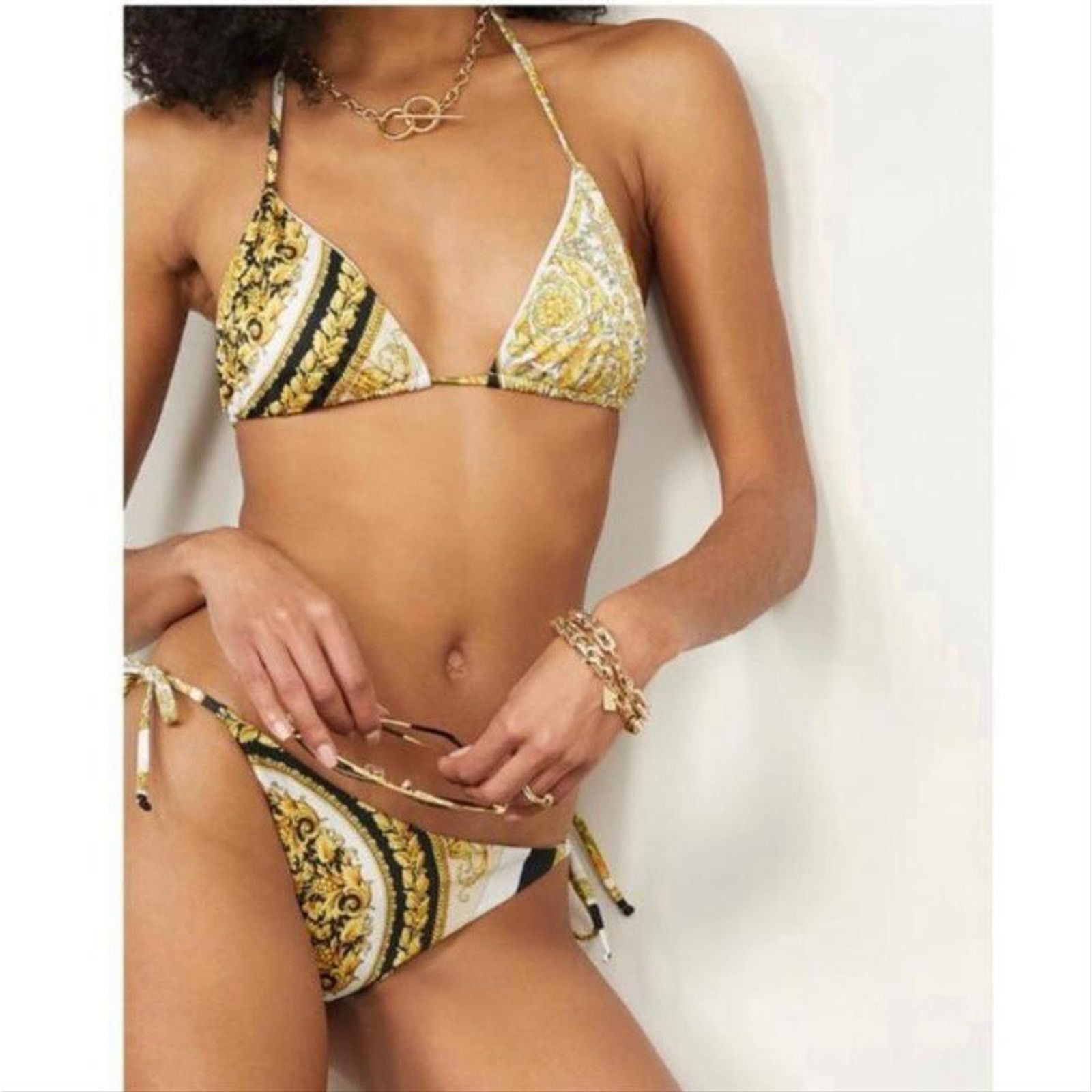 Versace VERSACE Barocco logo printed bikini set Size L / US 10 / IT 46 - 4 Thumbnail