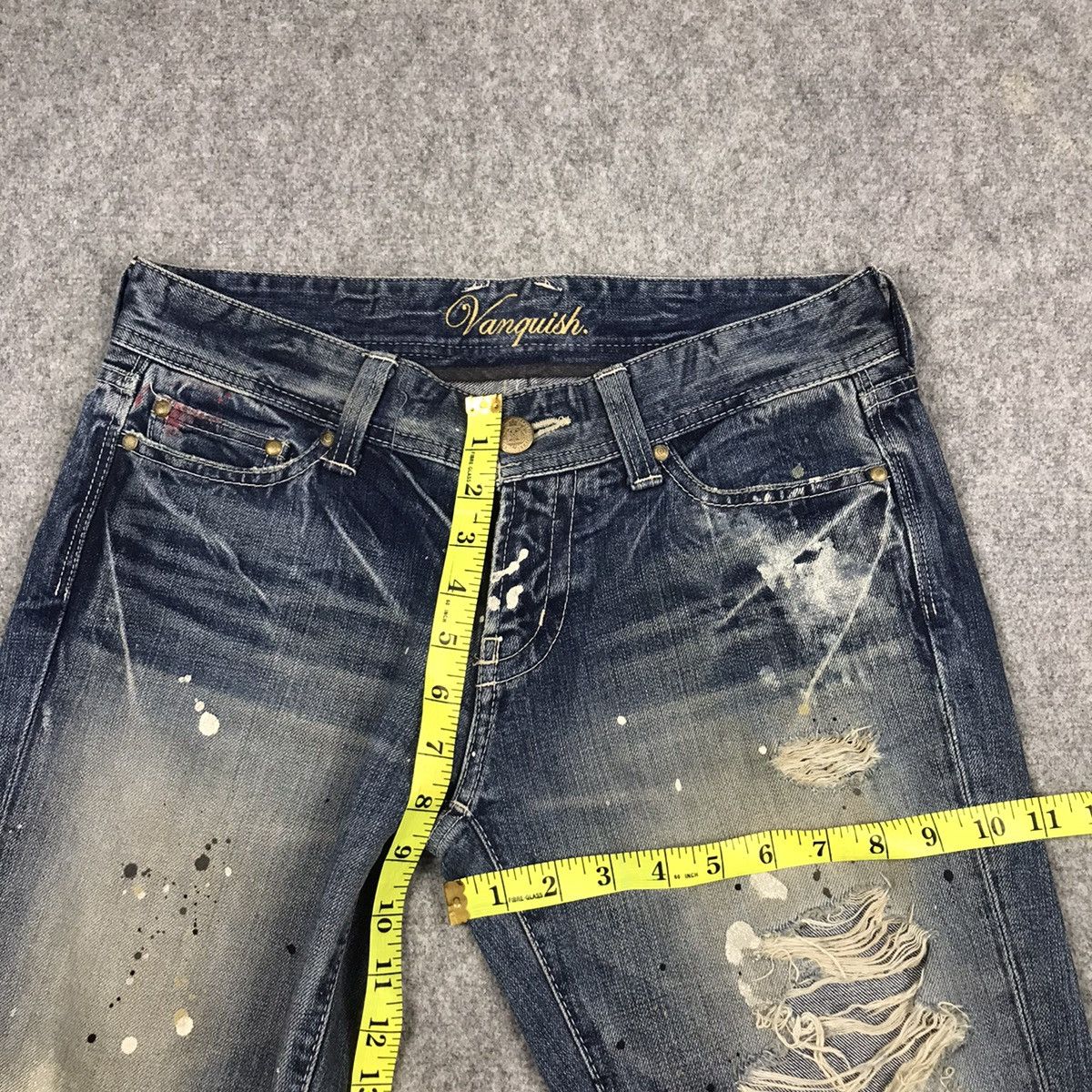 Designer × Japanese Brand FLARE🔥VANQUISH DISTRESSED BOOTCUT PAINTED DENIM PANTS 145 Size US 30 / EU 46 - 15 Thumbnail