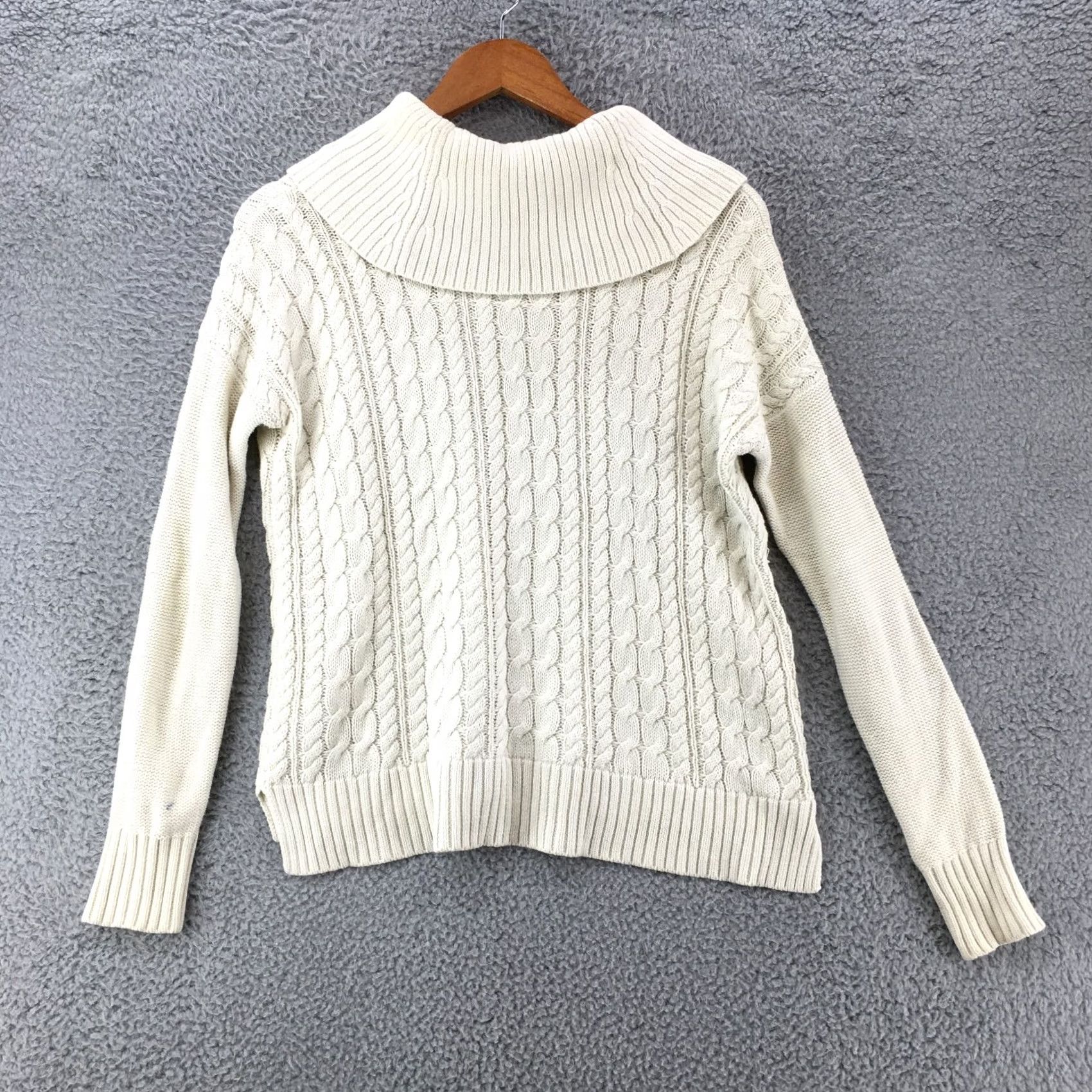 American Eagle Outfitters American Eagle Outfitters Sweater Womens Small Beige Cable Knit Cowl Neck Casual Fall Winter Knit Pullover Womens XS- Regular? Size S / US 4 / IT 40 - 6 Thumbnail