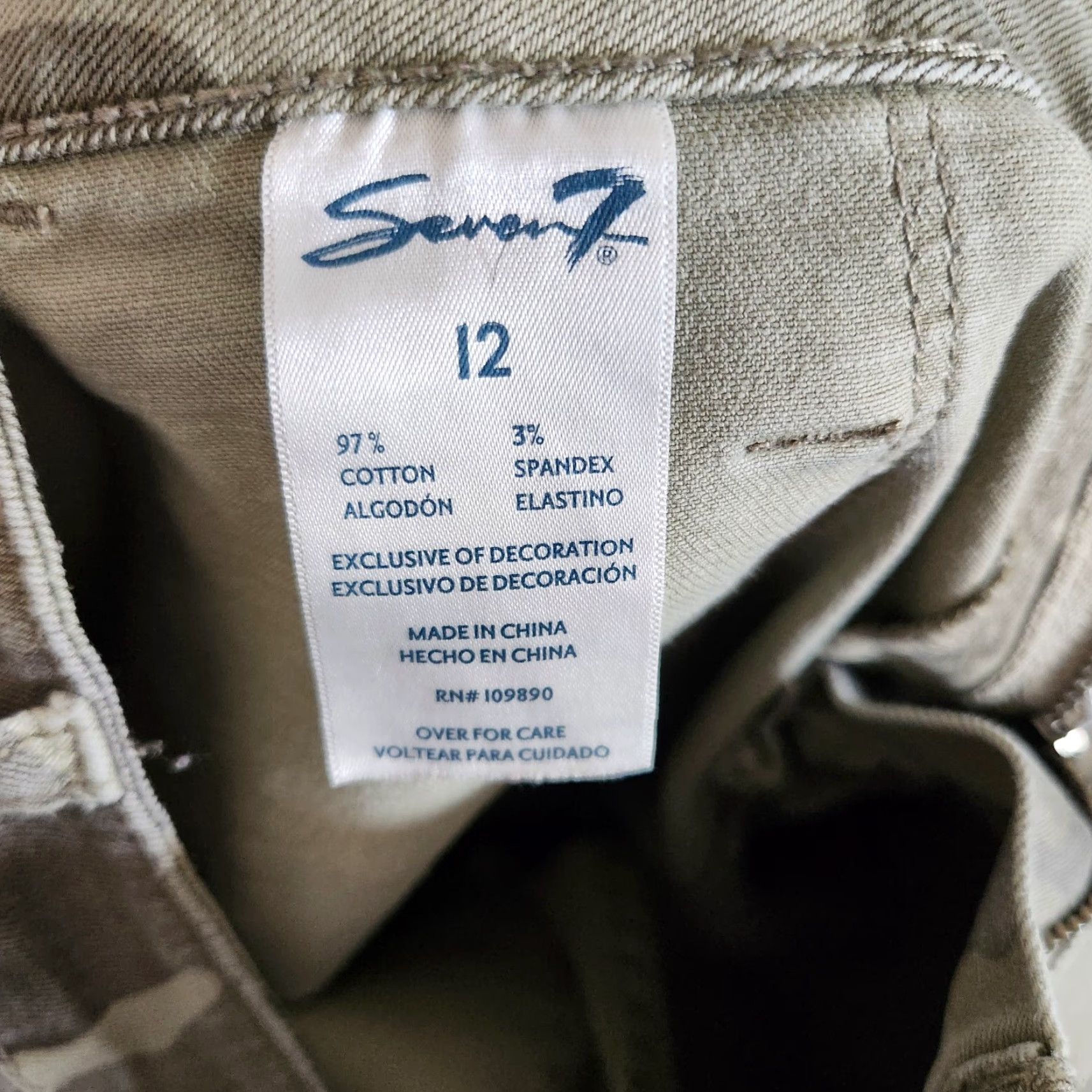 Vintage Seven7 Jeans Womens Size 12 Utility Ankle Skinny Camouflage Gray Stretch Denim Cotton Blend Zip Button Pocket 4 Mid Rise Regular Womens Jeans Size 34" / US 12 / IT 48 - 5 Thumbnail
