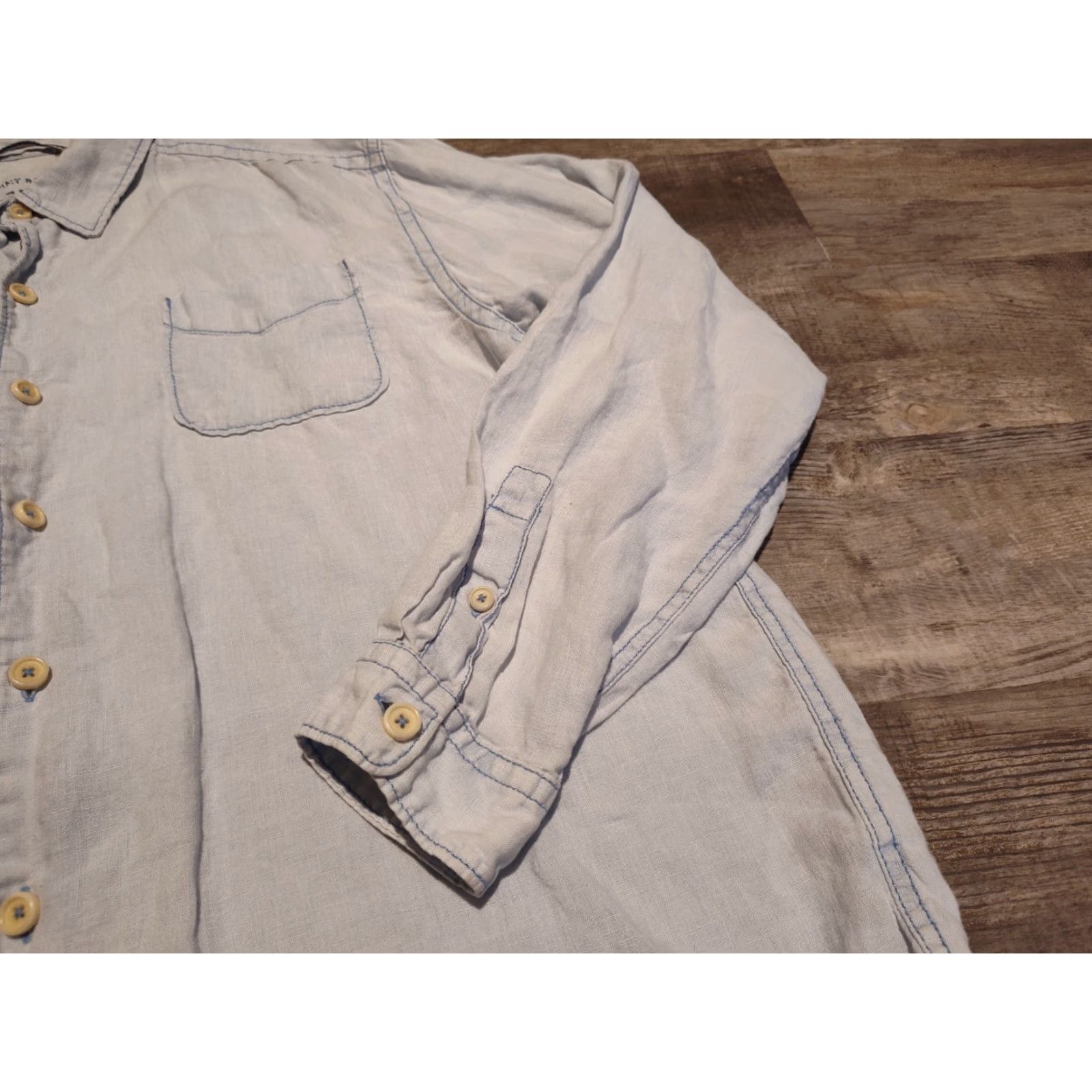 Tommy Bahama Tommy Bahama Relaxed Fit Button-Up Shirt Mens XL Blue Chambray 100% Linen Long Sleeve Casual Beach Size US XL / EU 56 / 4 - 2 Thumbnail