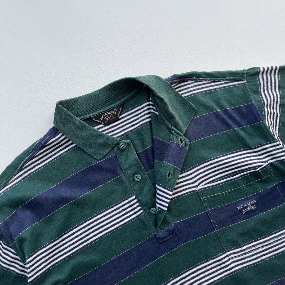 Paul & Shark × Vintage Paul & Shark Yachting 90’s Vintage Stripe Cotton Polo Shirt Size US XL / EU 56 / 4 - 5 Thumbnail