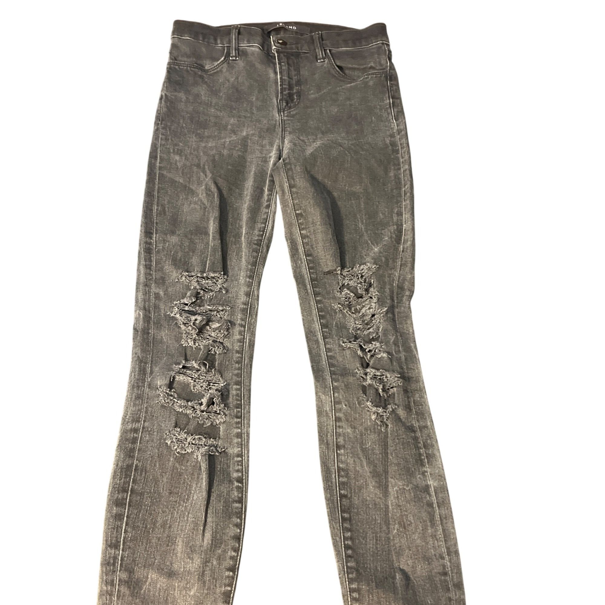 J Brand J Brand Maria Black Distressed Skinny Denim Jeans Knee Rips Size 42" / US 20 - 1 Thumbnail