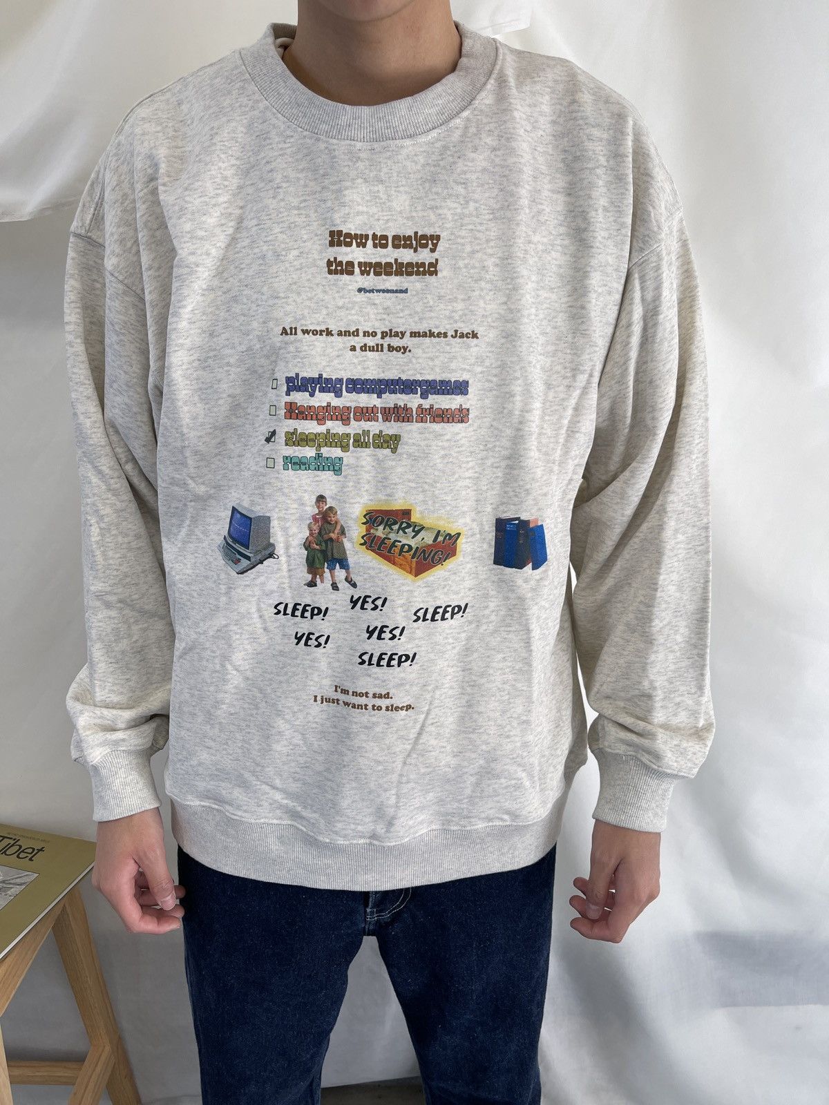 Japanese Brand × Vintage STEAL! Y2K Japanese Sleeping All Day Sweatshirt Size US L / EU 52-54 / 3 - 3 Thumbnail