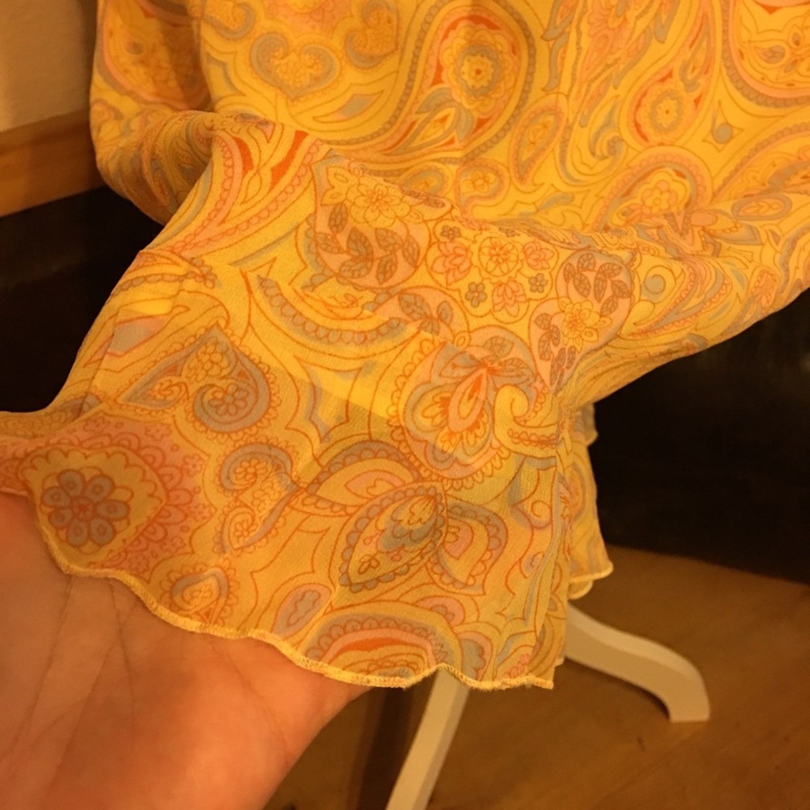 Other Jaclyn Smith yellow paisley print ruffle hem skirt Size 30" / US 8 / IT 44 - 6 Thumbnail