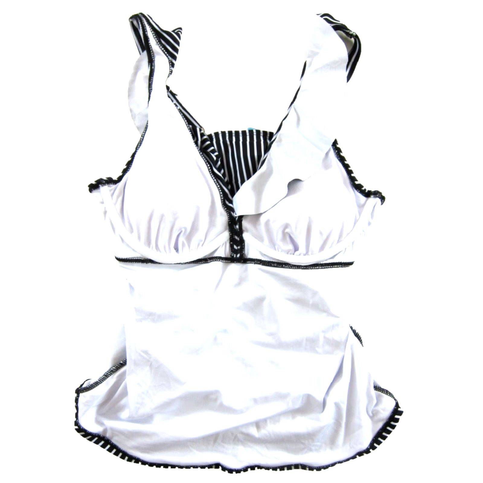 Nique Yonique Tankini Swim Top Stripe Underwire Built In Bra Large Black White Striped Bathing Suit Women L XS? Size L / US 10 / IT 46 - 4 Thumbnail