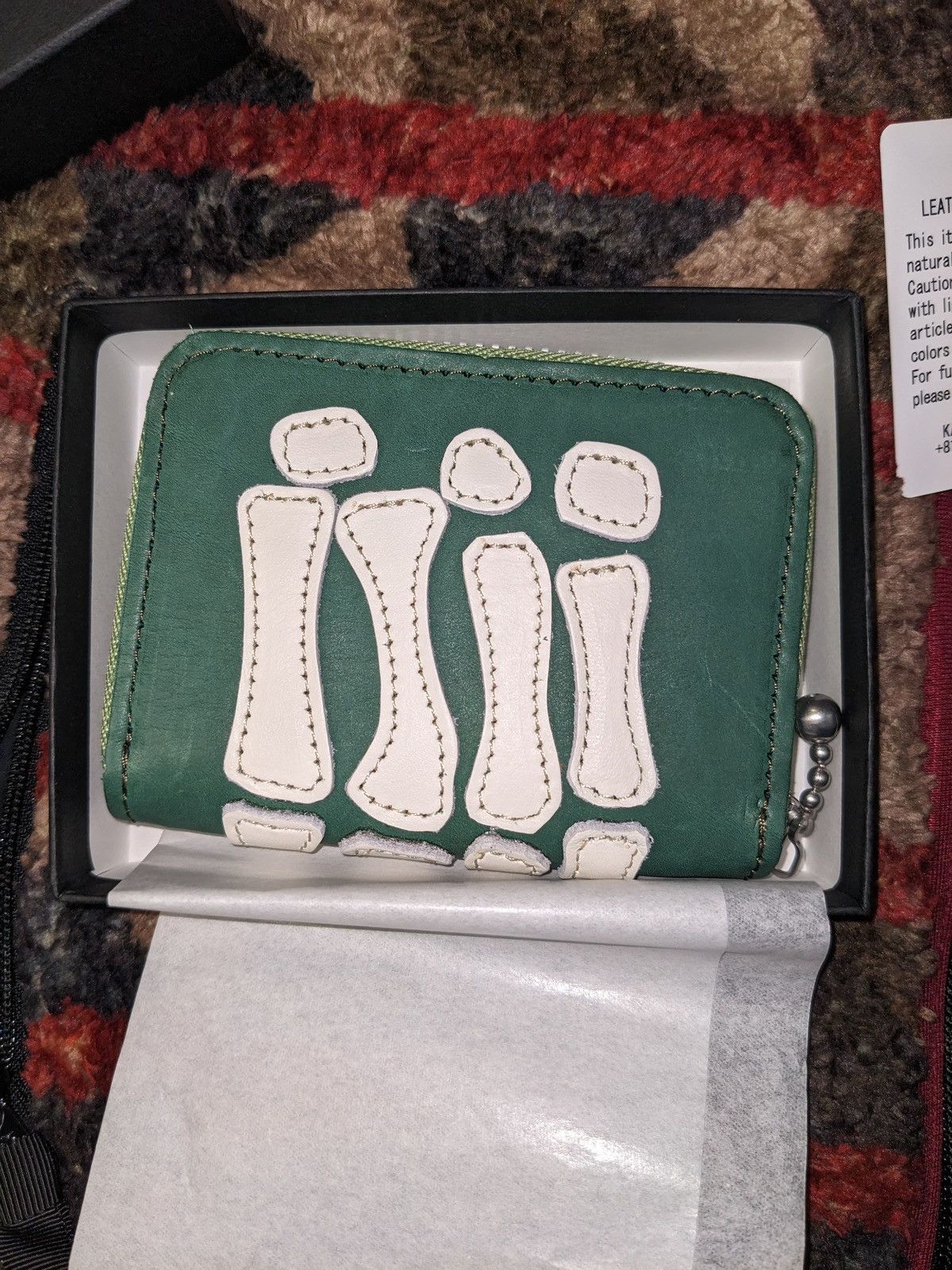 Kapital KAPITAL THUMBS UP BONE HAND ZIP LEATHER WALLET GREEN Size ONE SIZE - 7 Thumbnail