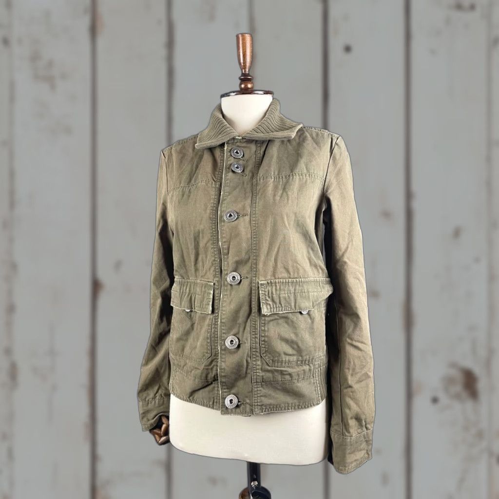 Diesel Diesel Jacket Women's Military Cotton Long Sleeve Brown Pockets Front Zip Button Hooded Mid-Length Regular L Size L / US 10 / IT 46 - 1 Thumbnail