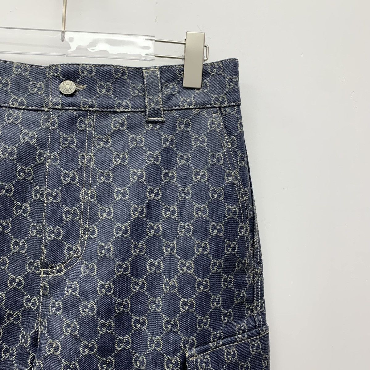 Gucci Gucci Blue Allover Logo Jacquard Casual Cargo Jeans K26WX Size US 30 / EU 46 - 3 Thumbnail