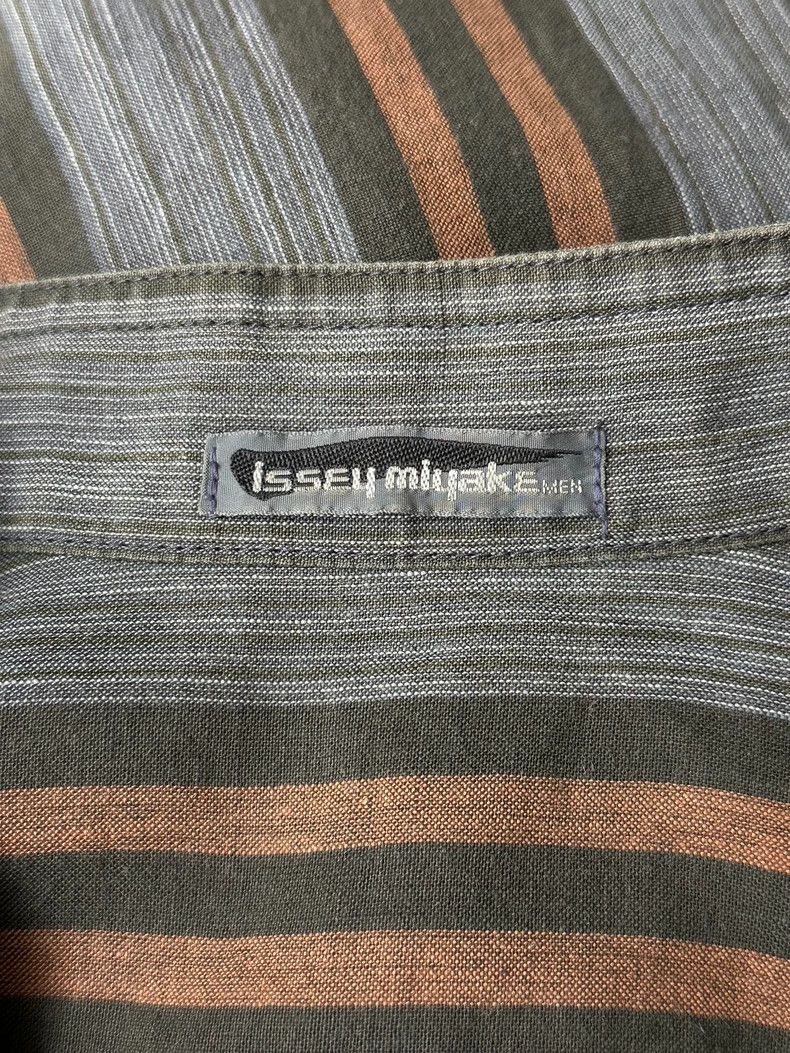 Issey Miyake Issey Miyake Grey brown cotton and linen retro striped shi Size US S / EU 44-46 / 1 - 3 Thumbnail