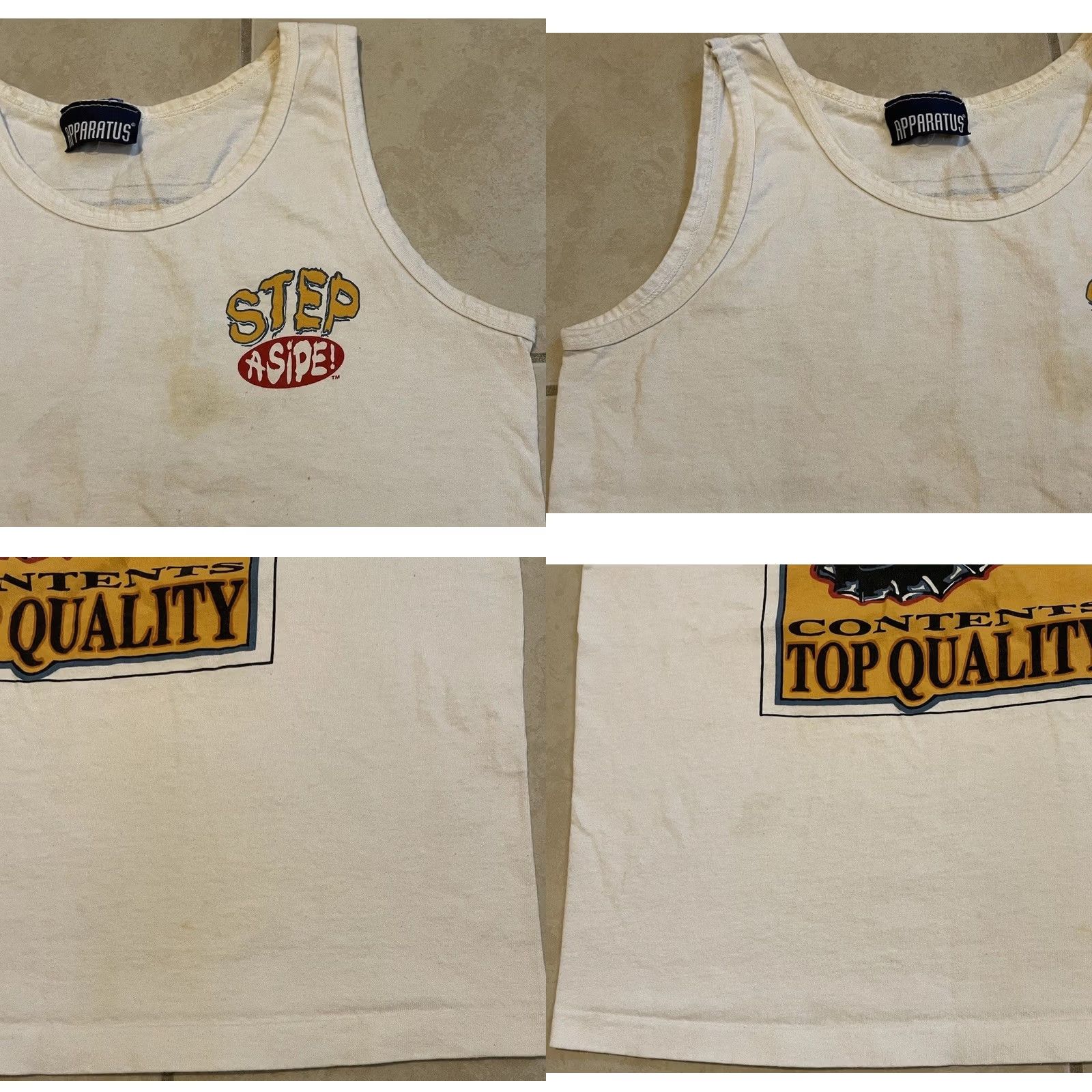 Vintage VINTAGE 90s Step Aside Bottle Cap Faded Distressed Tank Top XS Surf Skate Grunge Funny Shirt Mens White Zap Size US XS / EU 42 / 0 - 8 Thumbnail