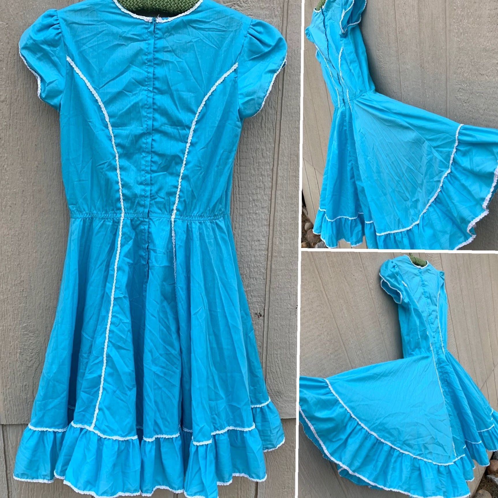 Vintage VINTAGE square dancing dress metal zipper blue white country cowgirl western Size 4XL / US 24-26 - 3 Thumbnail